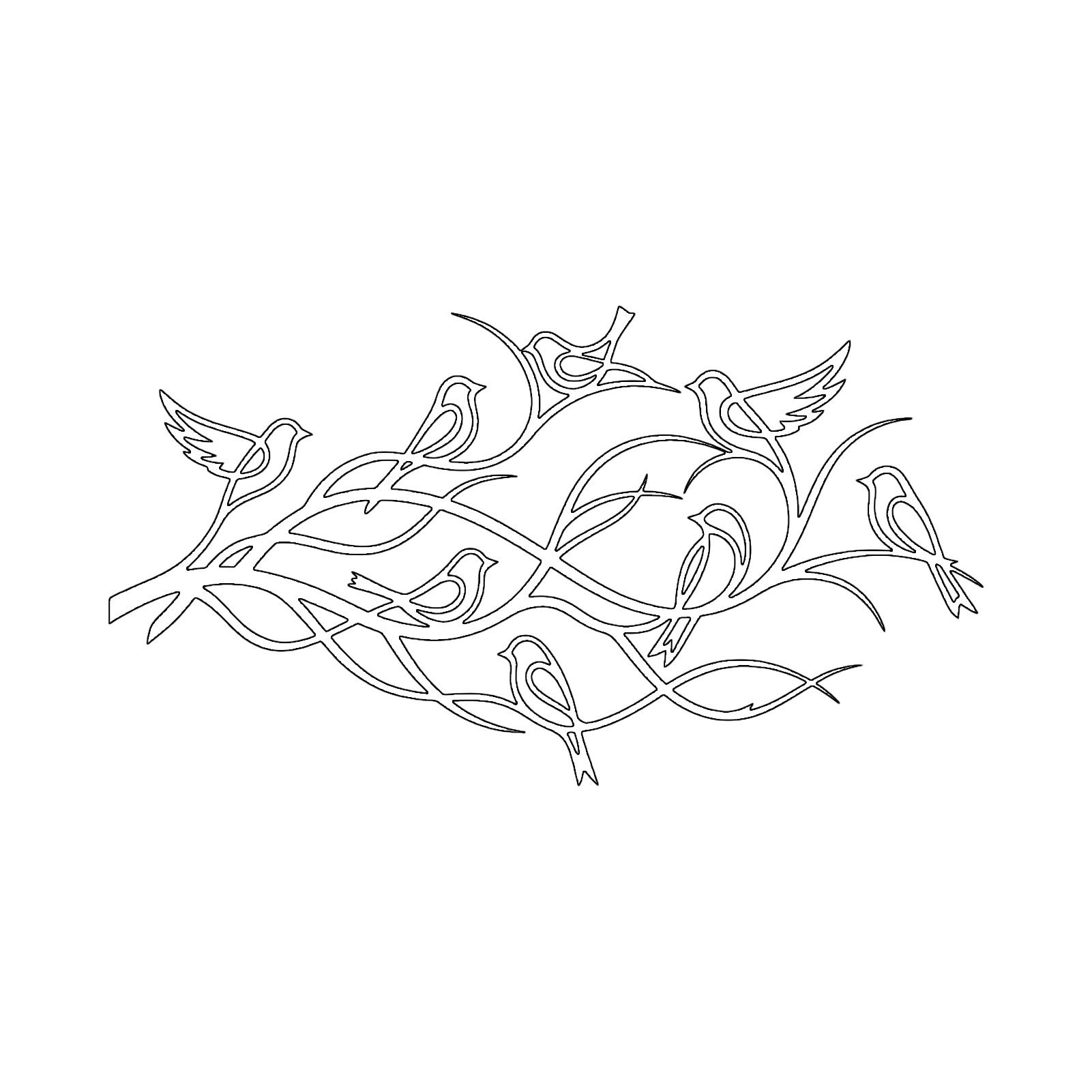 Jumpeak Wanddekoobjekt Vögel auf Ästen Metall Wandbild, Vögel, Äste, Strichkunst, Gemütlich, Metall, 4 Farben, 4Größen, Wanddekoration für das Wohnzimmer,Harmonie