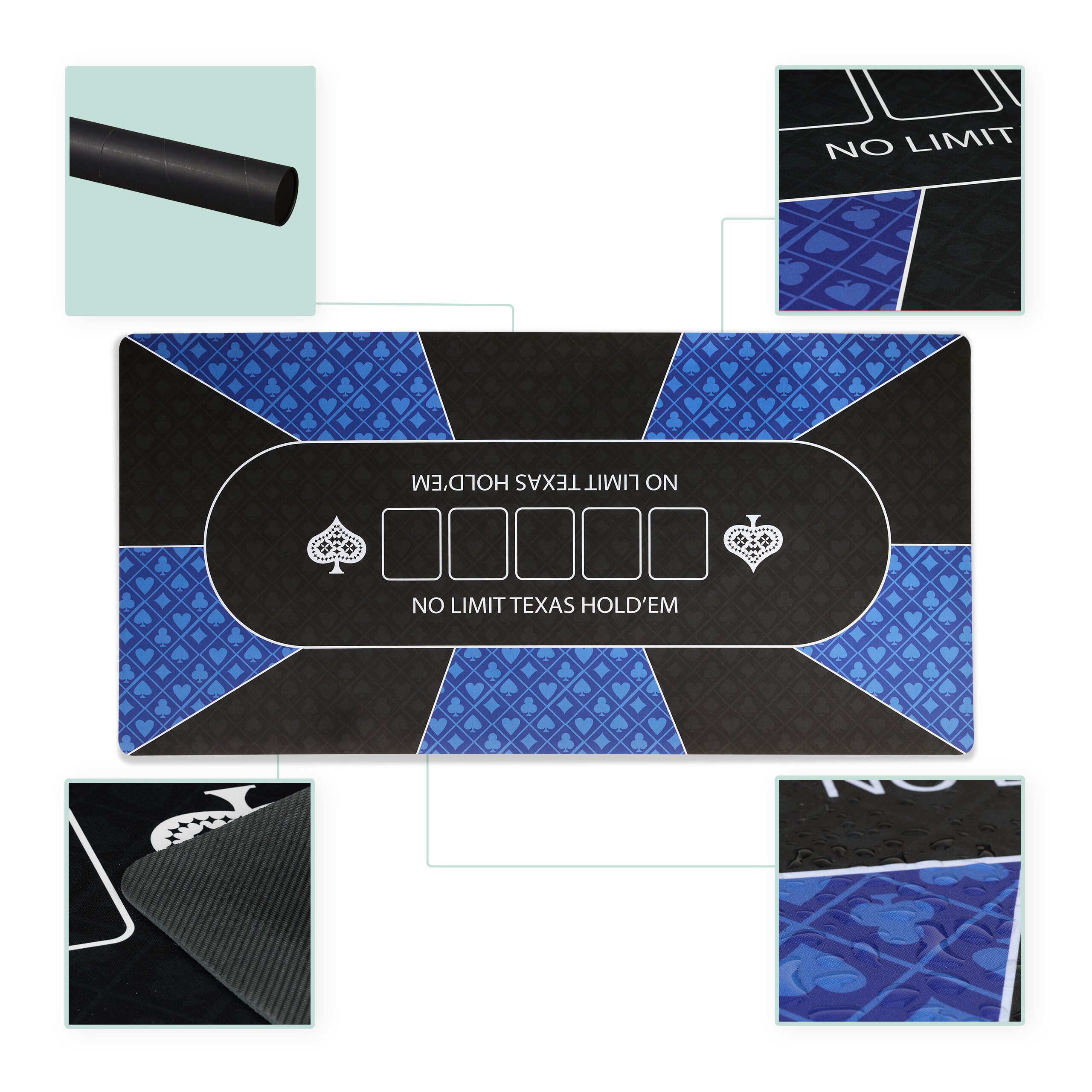 relaxdays Spiel Pokermatte 120 x 60 cm, schwarz