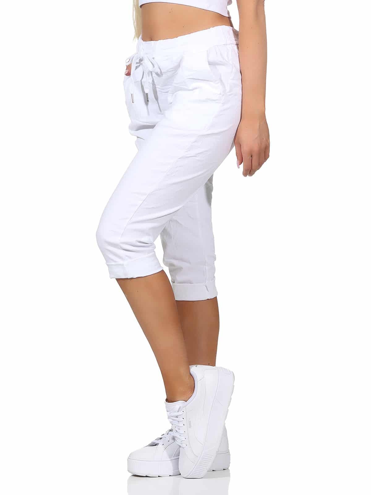 OriginalYou Caprihose Damen Sommerhose 7/8 Chinoshorts in Knitteroptik mit elastischem Bund moderne Knitteroptik, erhältlich in den Größe 36 bis 48