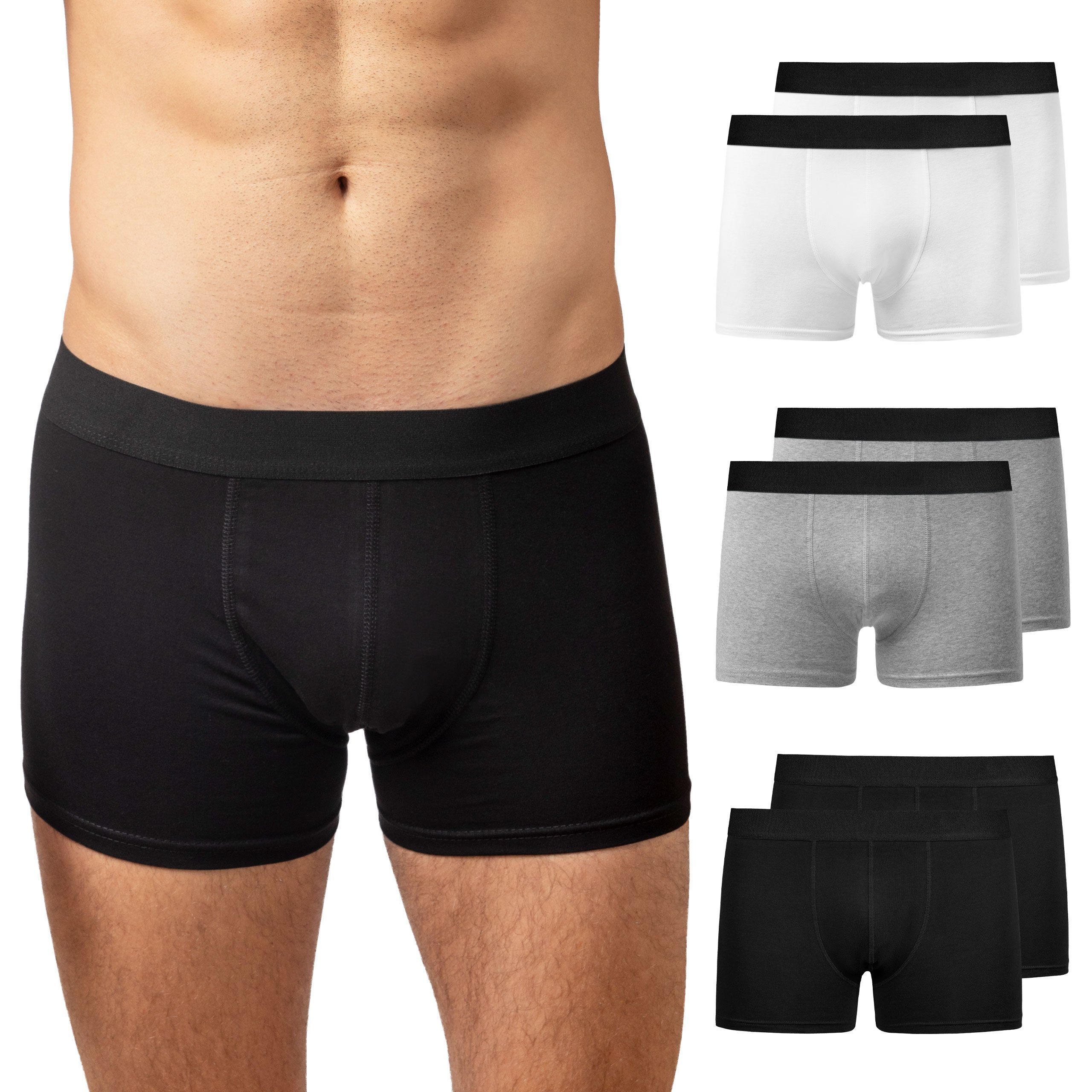 Herren aus Unterhosen Boxershorts Mix Logo kratzenden (6-St) Enge ohne Bio-Baumwolle, ohne Männer SNOCKS (Schwarz/Weiß/Grau) Zettel