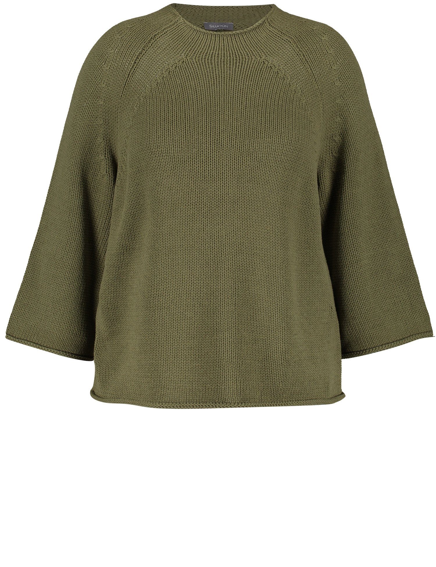 Leek Green Pullover Baumwoll-Strick 3/4 aus Arm Samoon Arm-Pullover 3/4