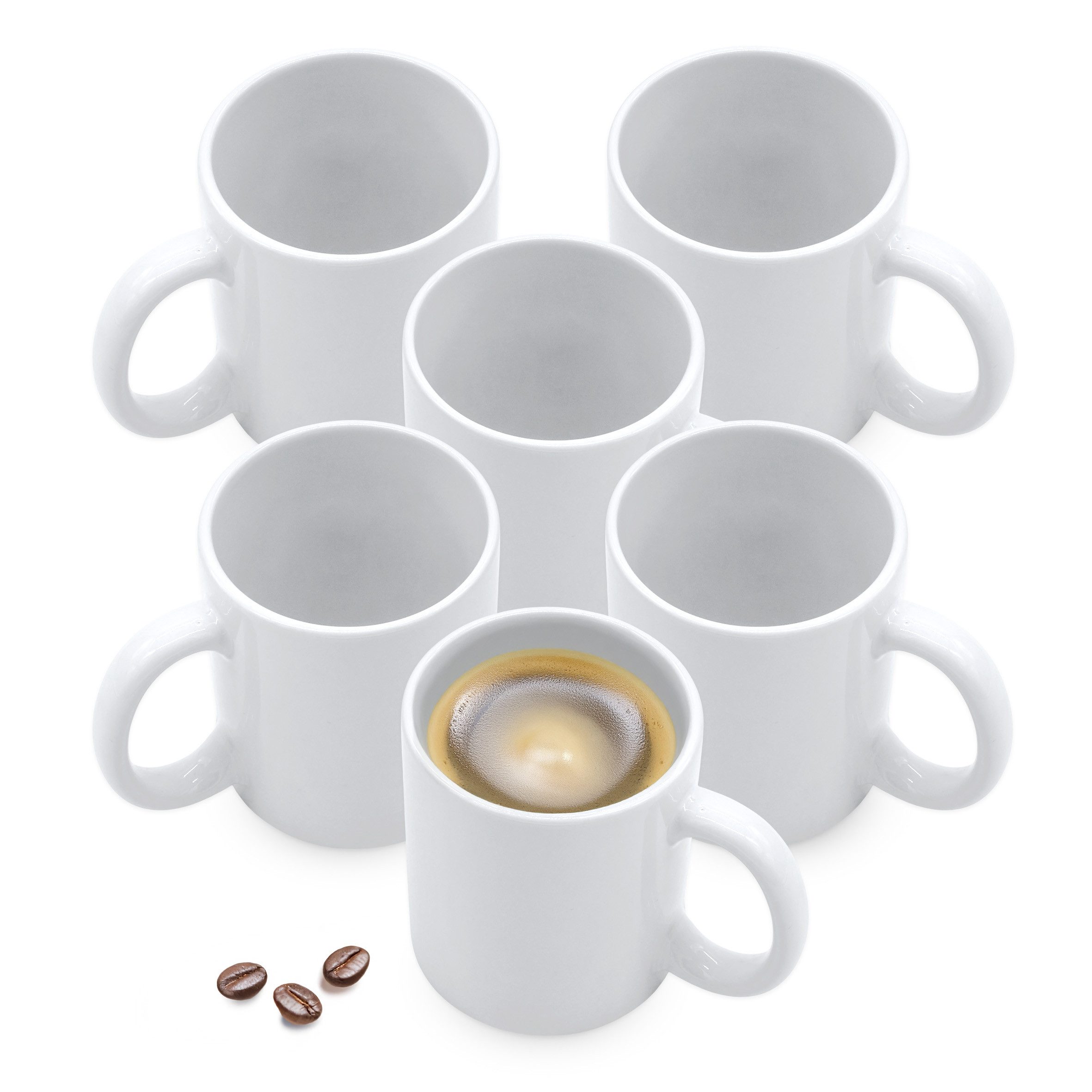 Spetebo Tasse Kaffeebecher mit Henkel weiß, Porzellan, Spülmaschinen geeignet
