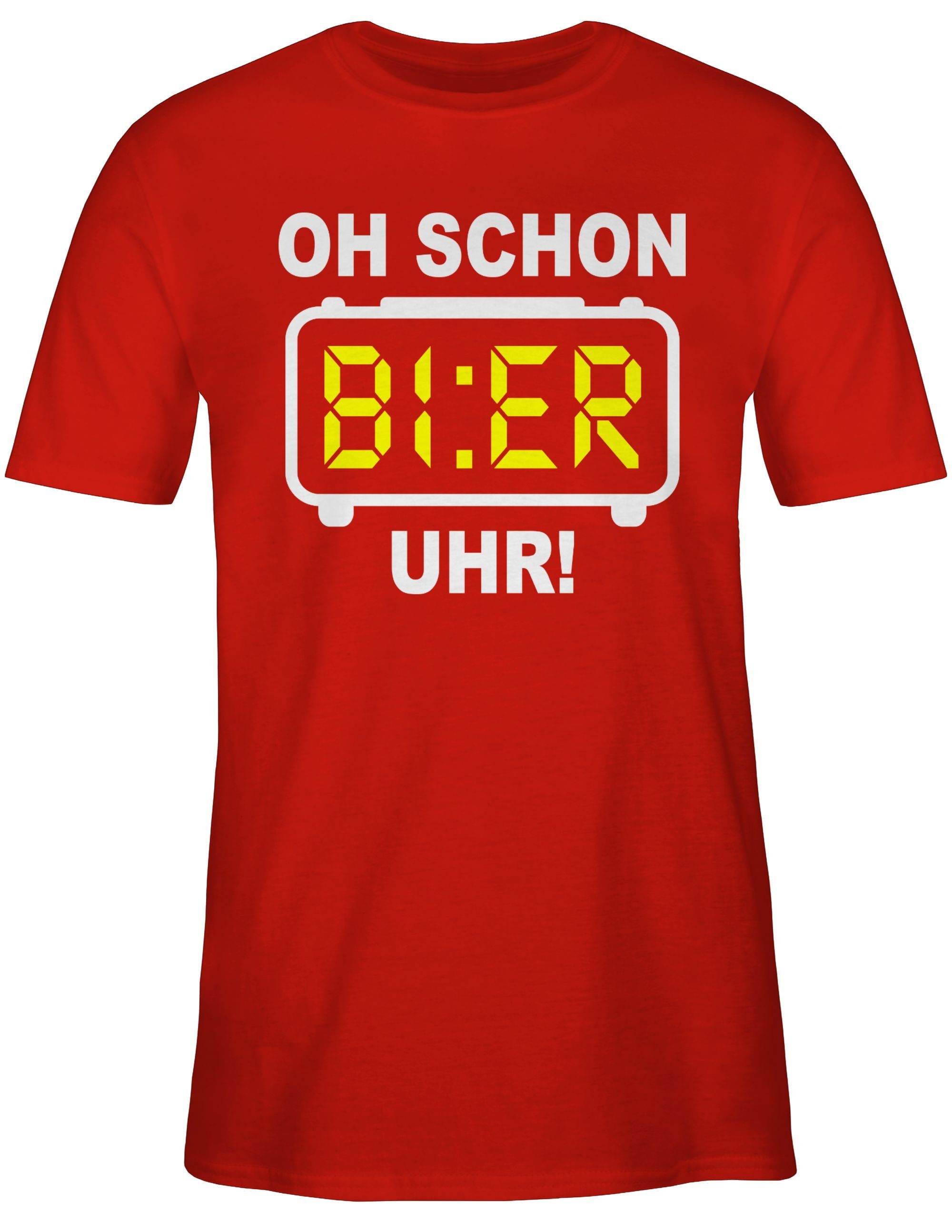 Shirtracer T-Shirt Oh schon Bier Party & Alkohol Rot 03 Weiß Herren Uhr