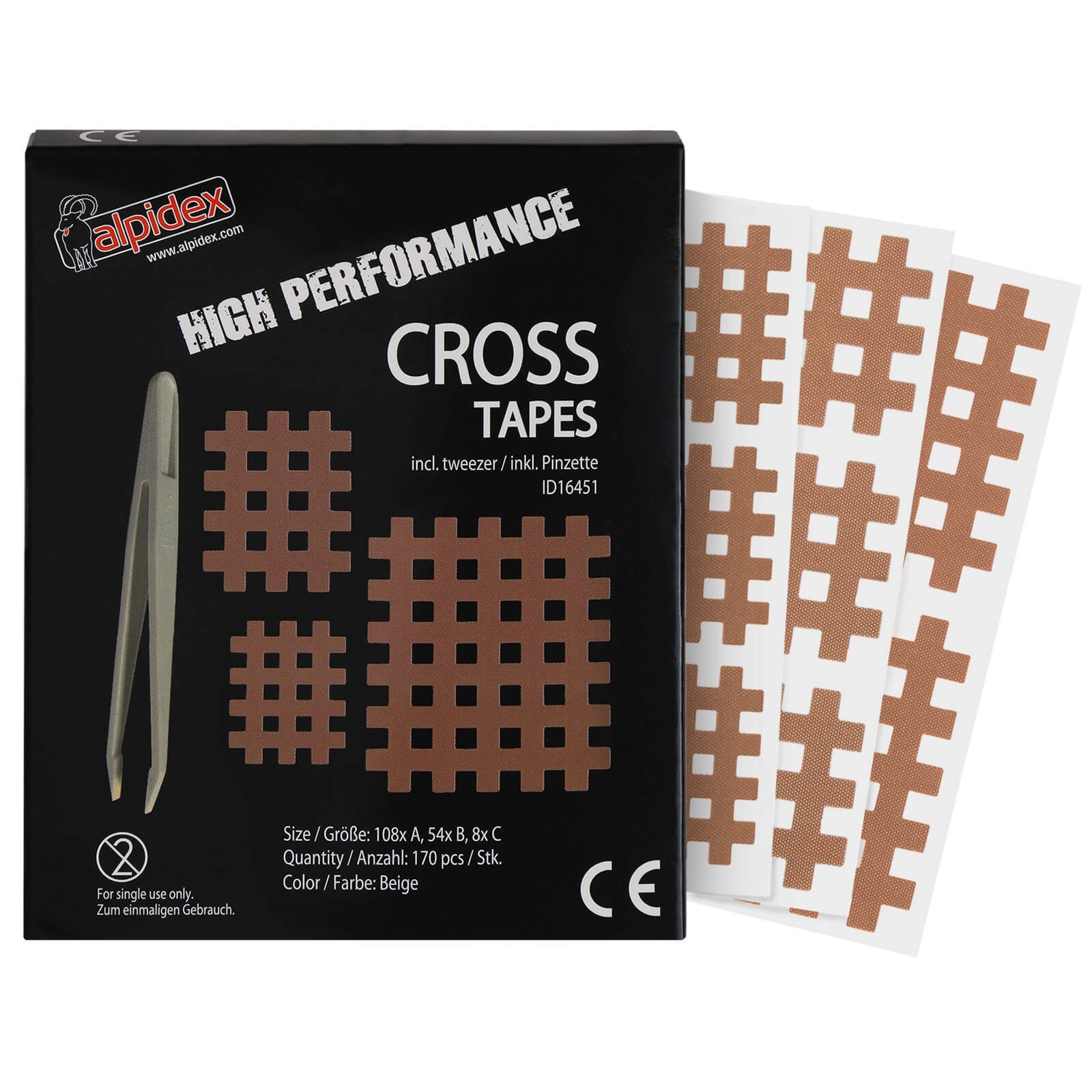 ALPIDEX Kinesiologie-Tape Cross Tape Gitter Tapes Gitterpflaster (170-St)