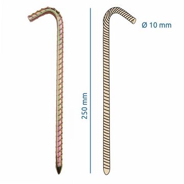 yourGEAR Zelthering your GEAR 20 x Zelthering RX 250 rippenverstärkte Ø 10 x 250mm Heringe