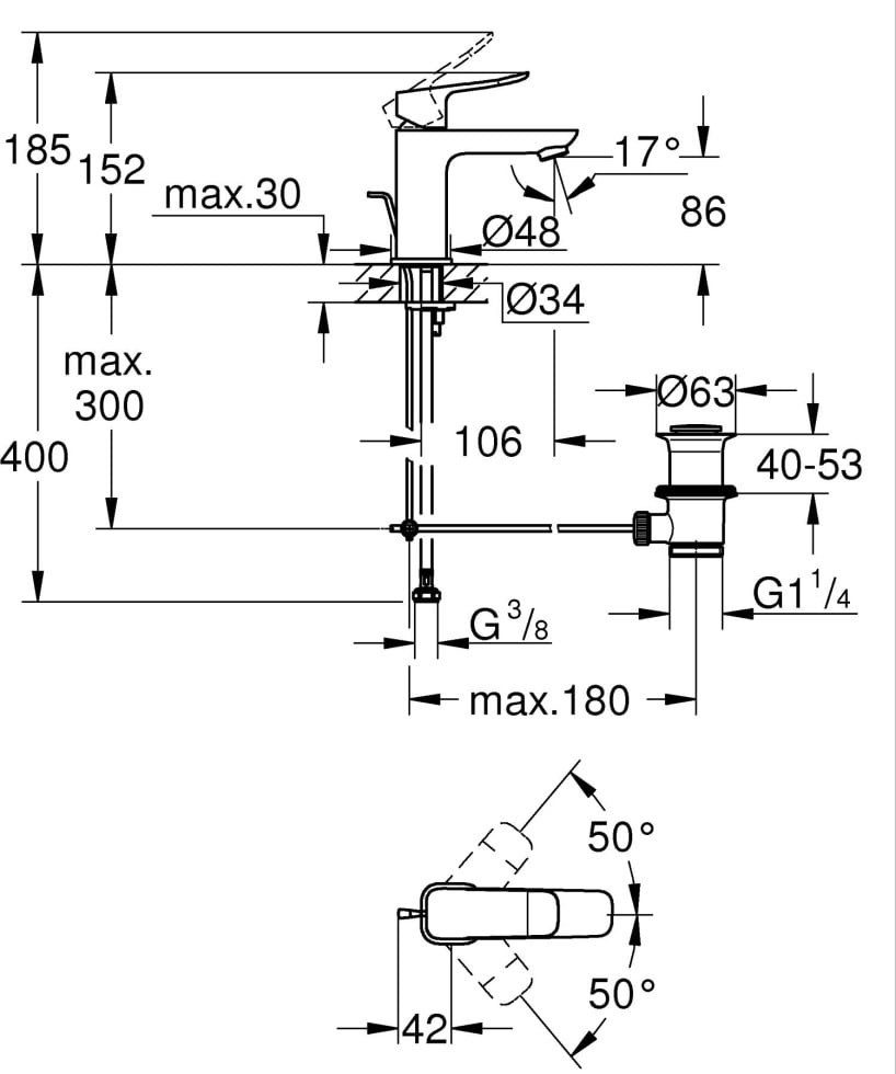 Grohe Waschtischarmatur Grohe Quickfix Waschtischarmatur Dice S schwarz