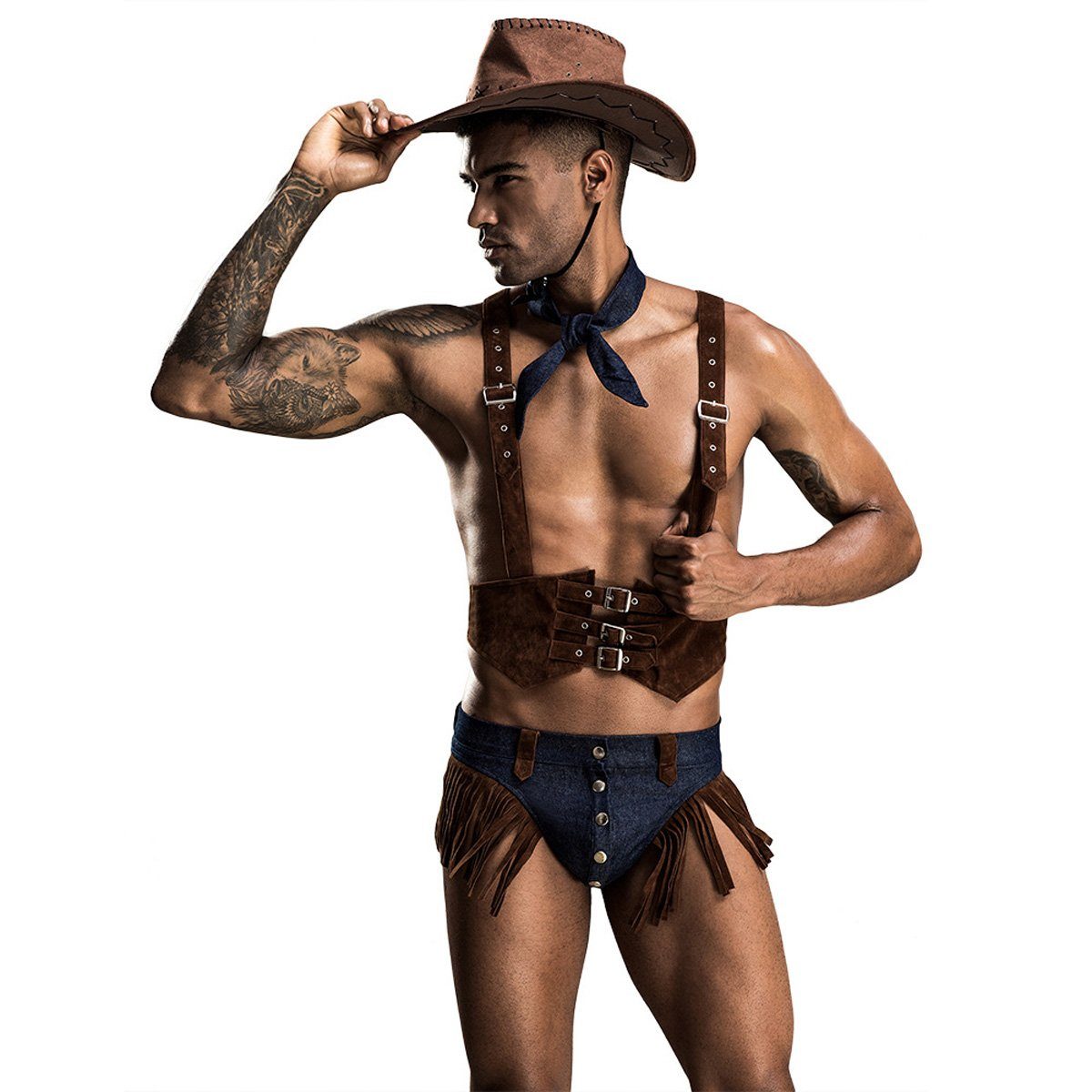 yozhiqu Teufel-Kostüm Sexy Unterwäsche-Sets für Männer - Cosplay Cowboy Boys Uniformen, Weich und bequem, perfekt für Clubkleidung, Cosplay