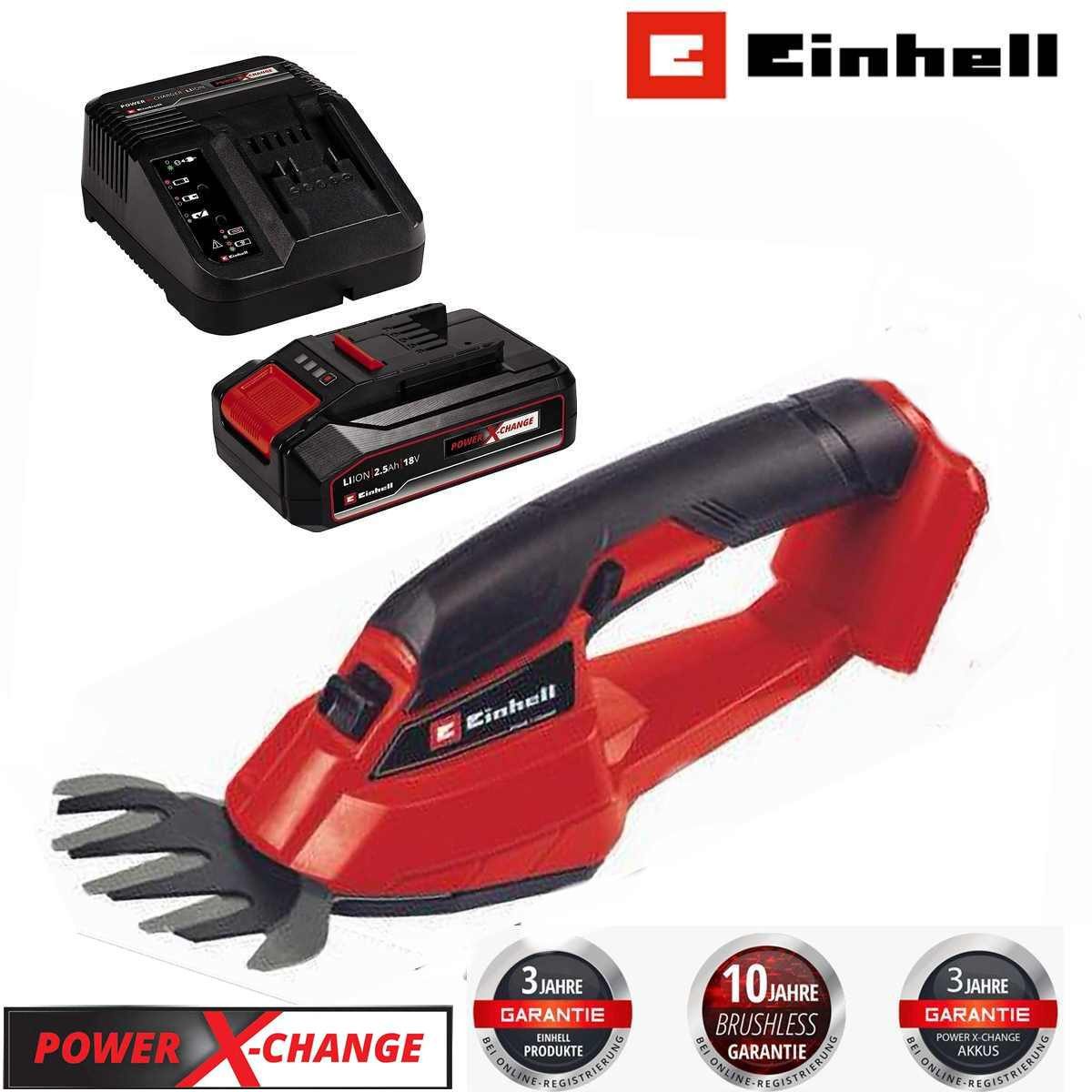 Einhell Akku-Gras- und Strauchscherenset Akku Grasschere GC-AGS 18 Li- 18V,mit Akku 2.5 Ah + Ladegerät