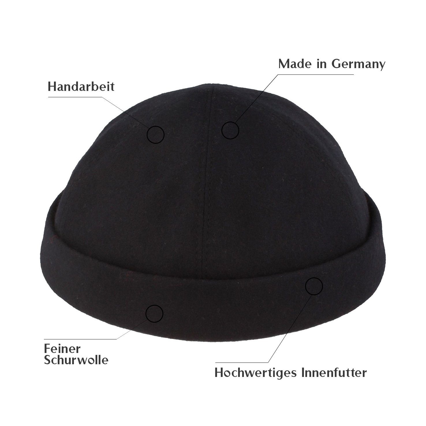 Bullani Baskenmütze randlose handgefertigte Docker Cap aus Schurwolle günstig online kaufen