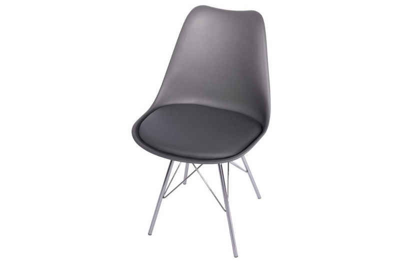 Junado® Schalenstuhl »Lekues«, Sitzschale in 3 verschiedenen Farben wählbar, integriertes Kunstleder-Sitzkissen, Stuhl mit Gestell aus Chrom, Esszimmerstuhl im skandinavischen Stil