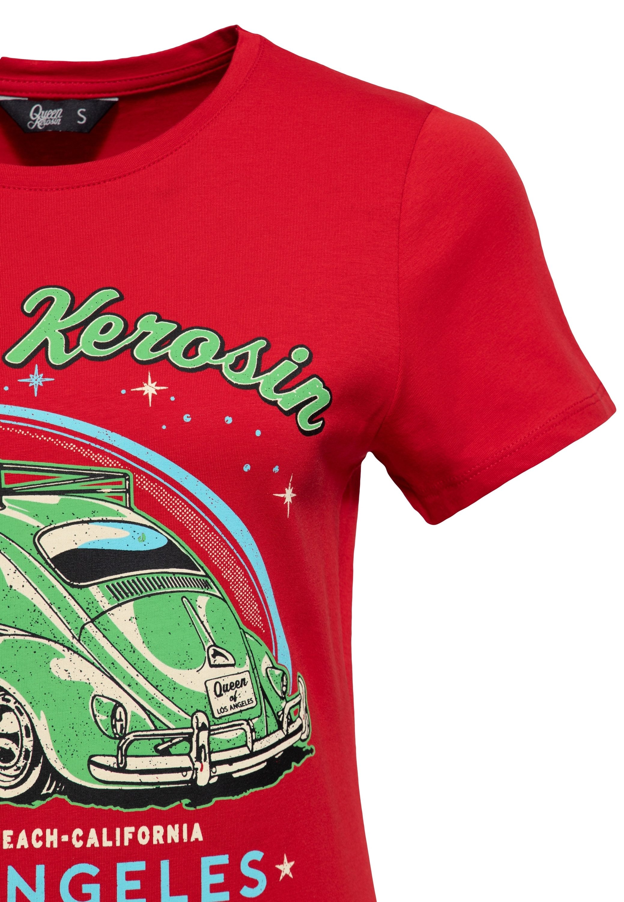 QueenKerosin Print-Shirt Los Angeles (1-tlg) mit Oldtimer-Print