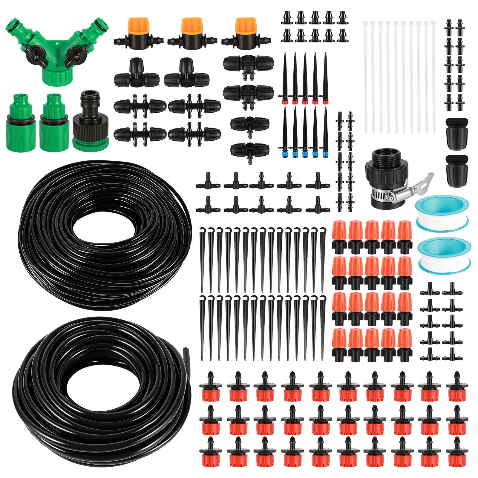 BlingBin Bewässerungssystem 315PCS Garten Bewässerung Kit, 60M+15M Bewässerungsrohre, (1er Set, 315-tlg., 315pcs), Tröpfchenbewässerung Sprühbewässerung Kühlsystem für Landschaft