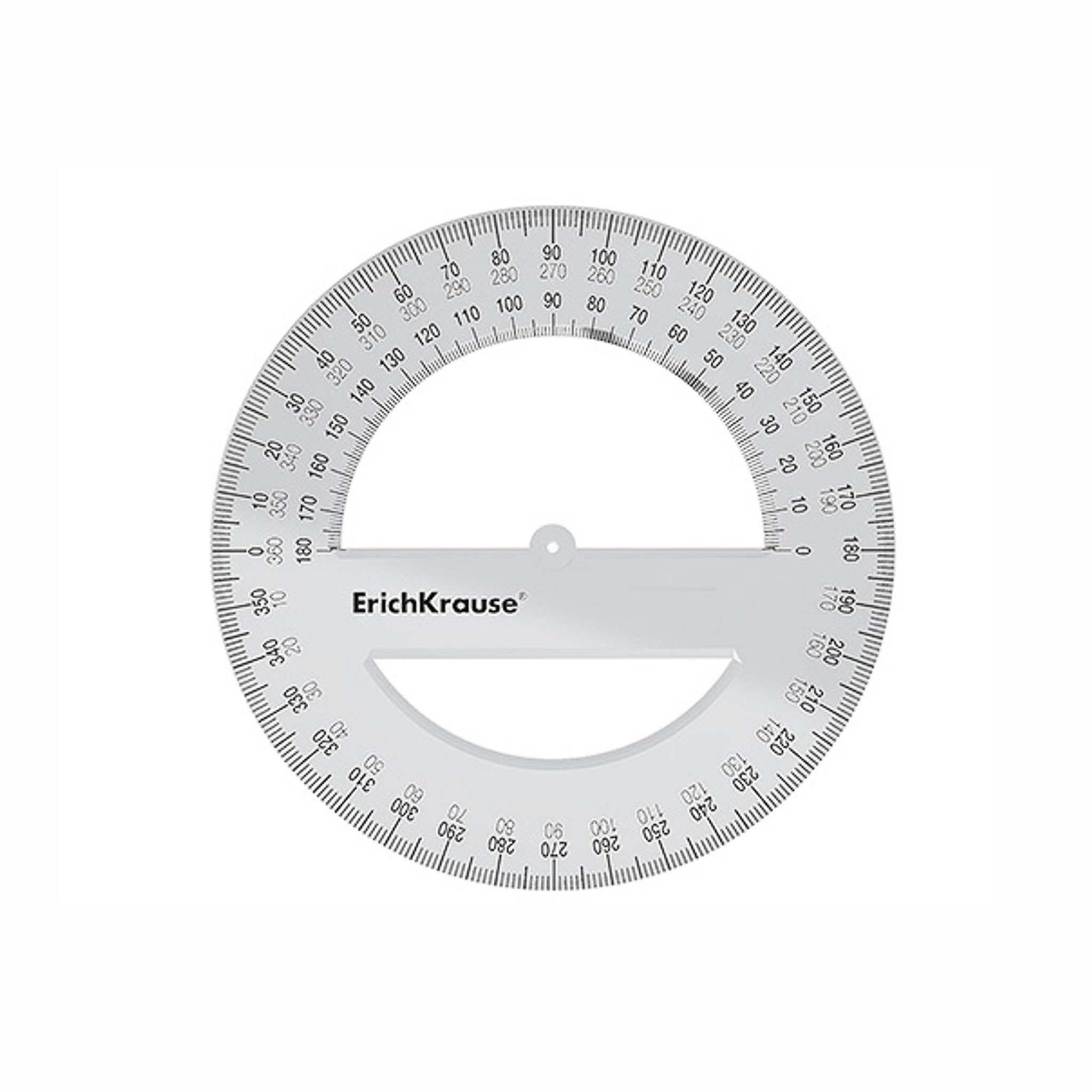 Erich Krause Lineal, Vollkreis Winkelmesser 360° Lineal 12 cm Kunststoff klar transparent