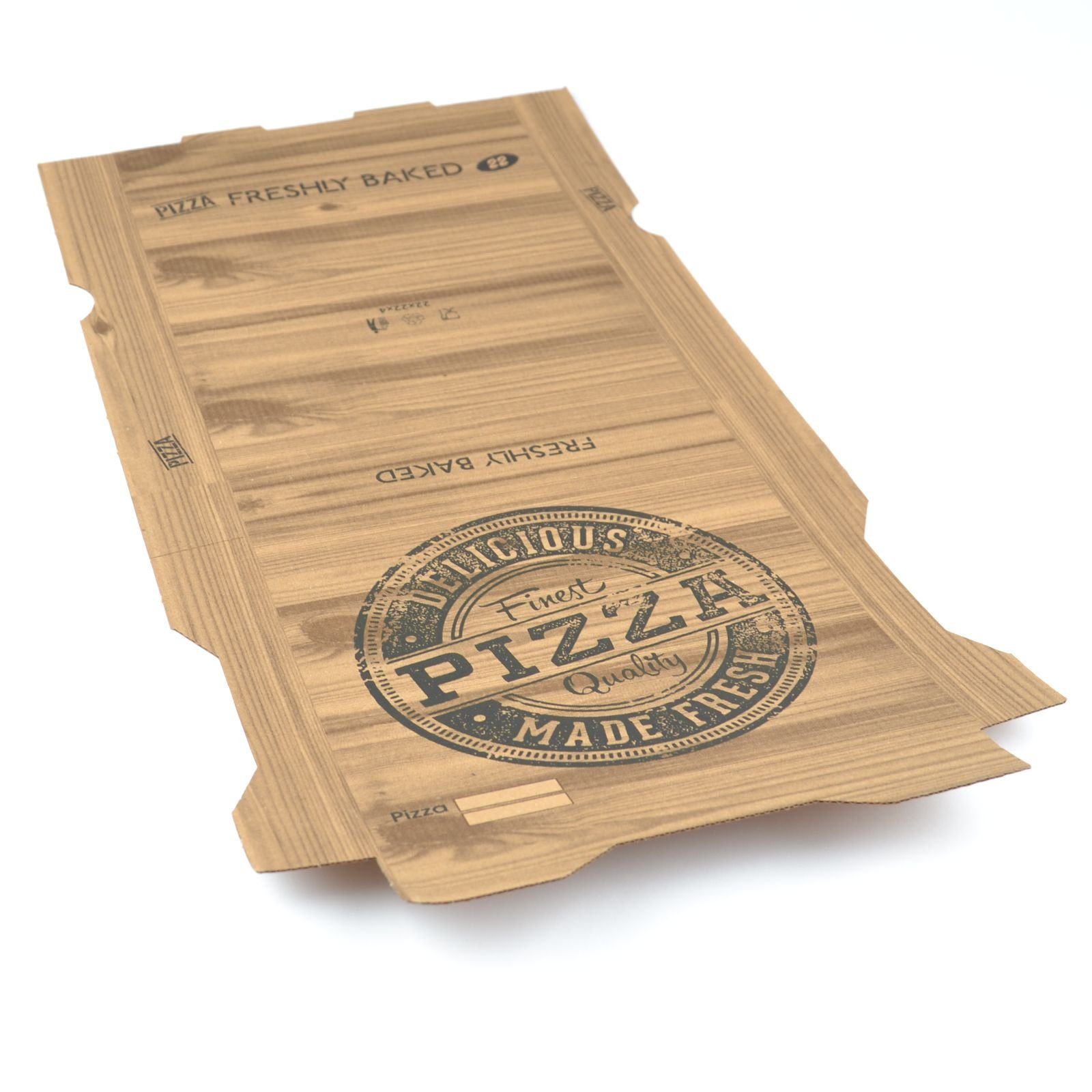 Einwegschale 100 Stück Pizzakartons, Modell "Francia", (32×32×4 cm) kraft, Pizzabehältnisse mit Pizza-Motiv kraftbraun Boxen für Pizza
