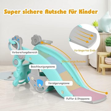 KOMFOTTEU Indoor-Rutsche 4 in 1 Kinderrutsche, (Set), mit Abnehmbarem Sitzhocker & 1 Ball und 4 Ringe