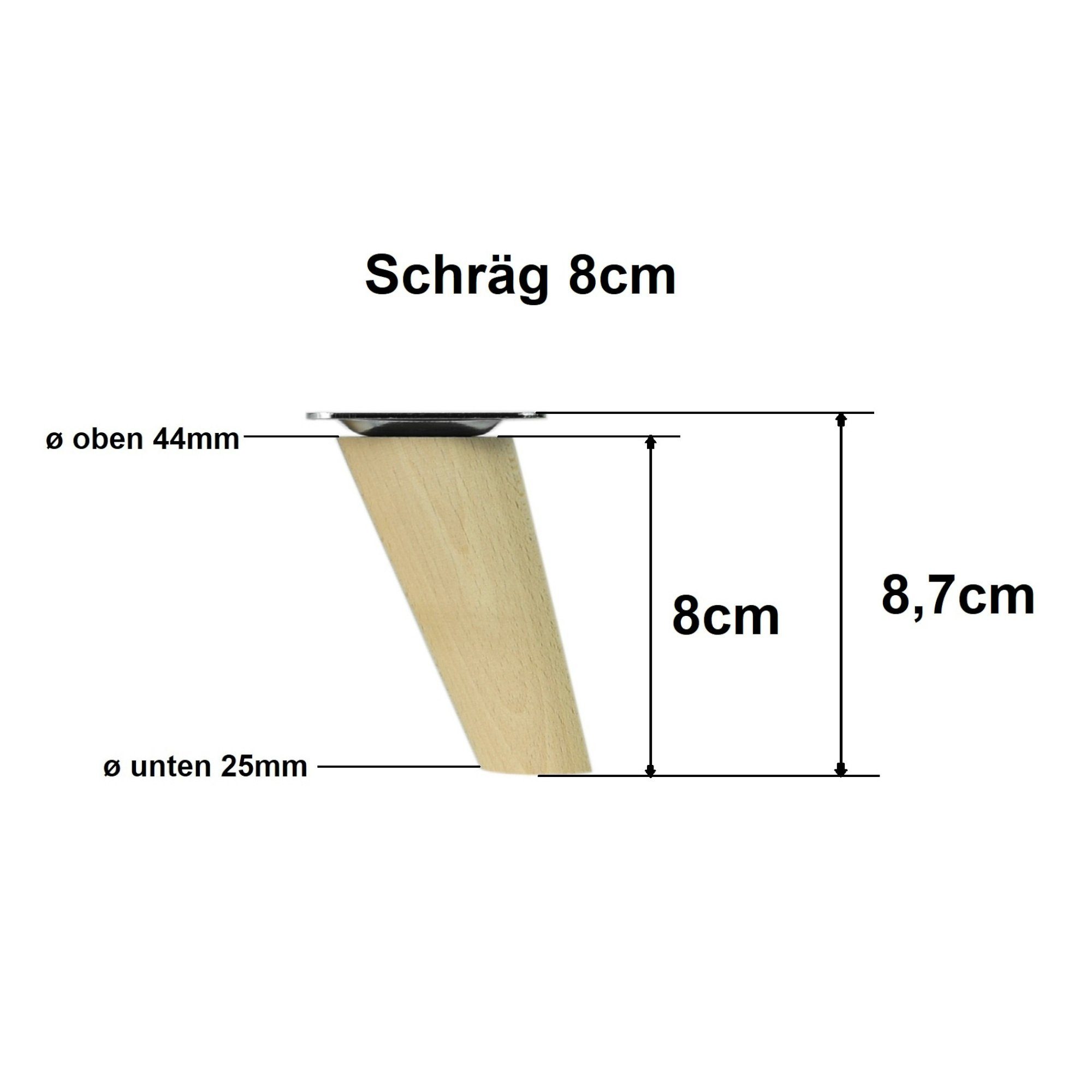 Prima-Online Möbelfuß Holzfüße gerade oder schräg Buche Schrank Beine Kegel