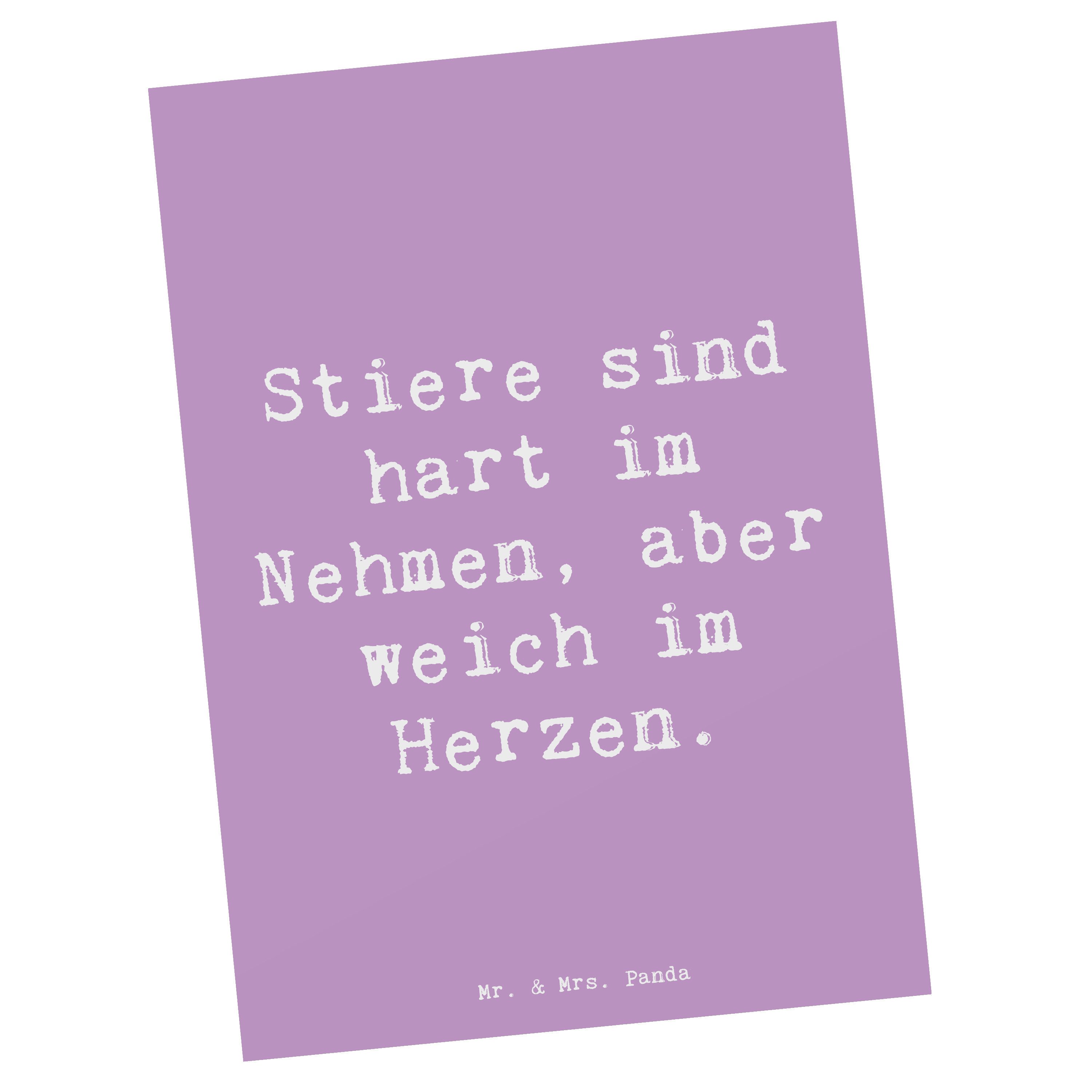 Mr. & Mrs. Panda Postkarte Spruch Stier Herz, Postkarte, Lavendeltraum, Ansichtskarte, Postkarte, Postkarten Kreativ Sternzeichen