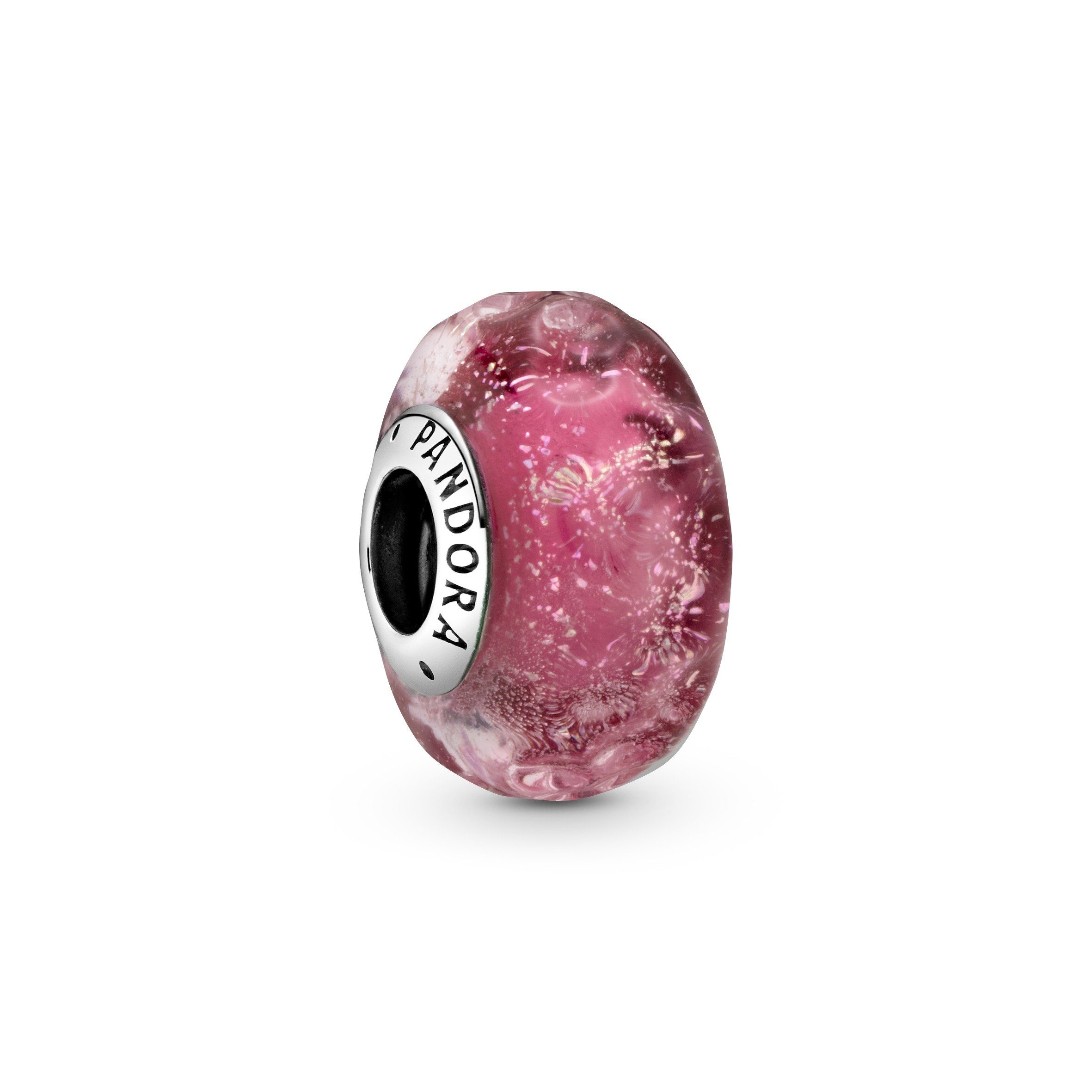 Bead Pandora Charm Wellenförmiges lachsfarbenes Murano-Glas 798872C00 Silber
