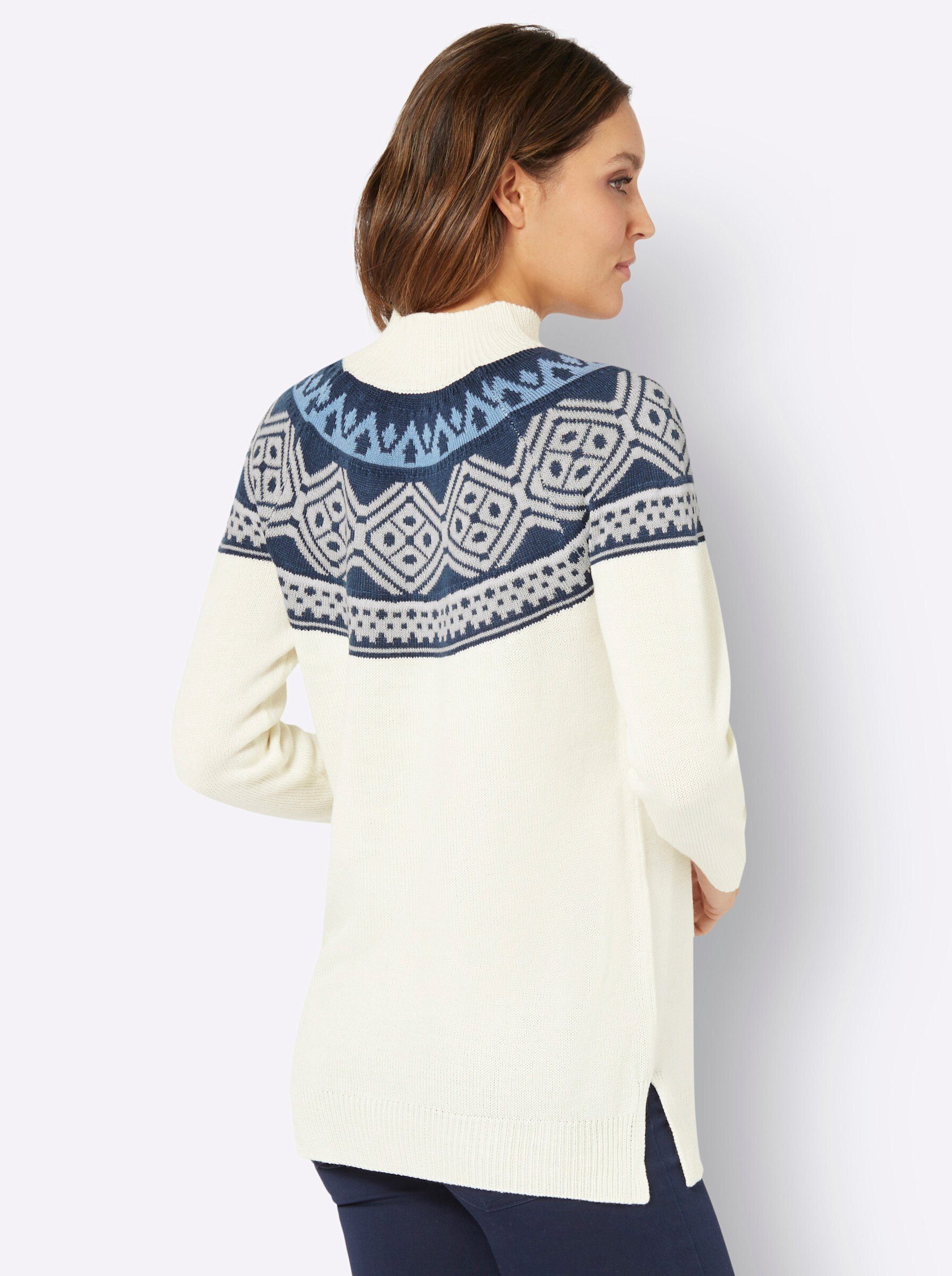 Sieh an! Strickpullover Longpullover Langarm Jacquard, Jersey