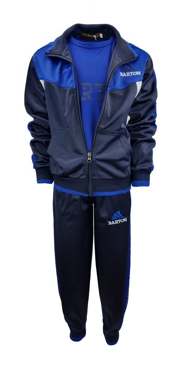 Hessis Jogginganzug Kinder Jungen Trainingsanzug Jogginganzug 3tlg Sportanzug JF60 (Set, mit Jacke, mit T-Shirt, mit Jogginghose)