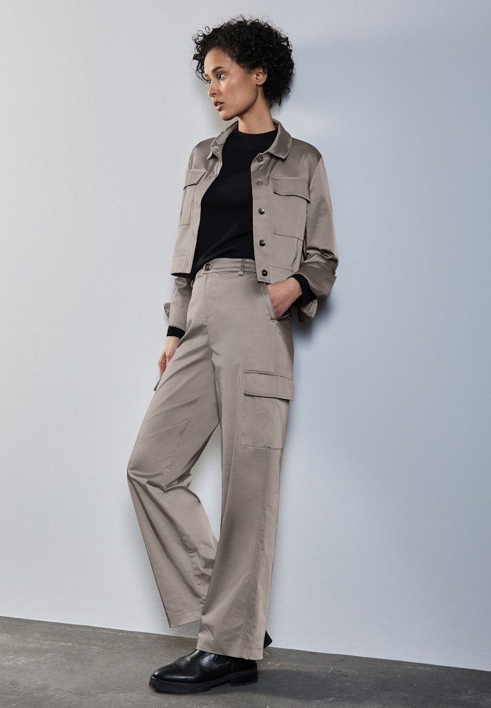 STREET ONE 3/4-Hose STREET ONE / Da.Casual-Hose / Straight Leg Cargo Set Satin