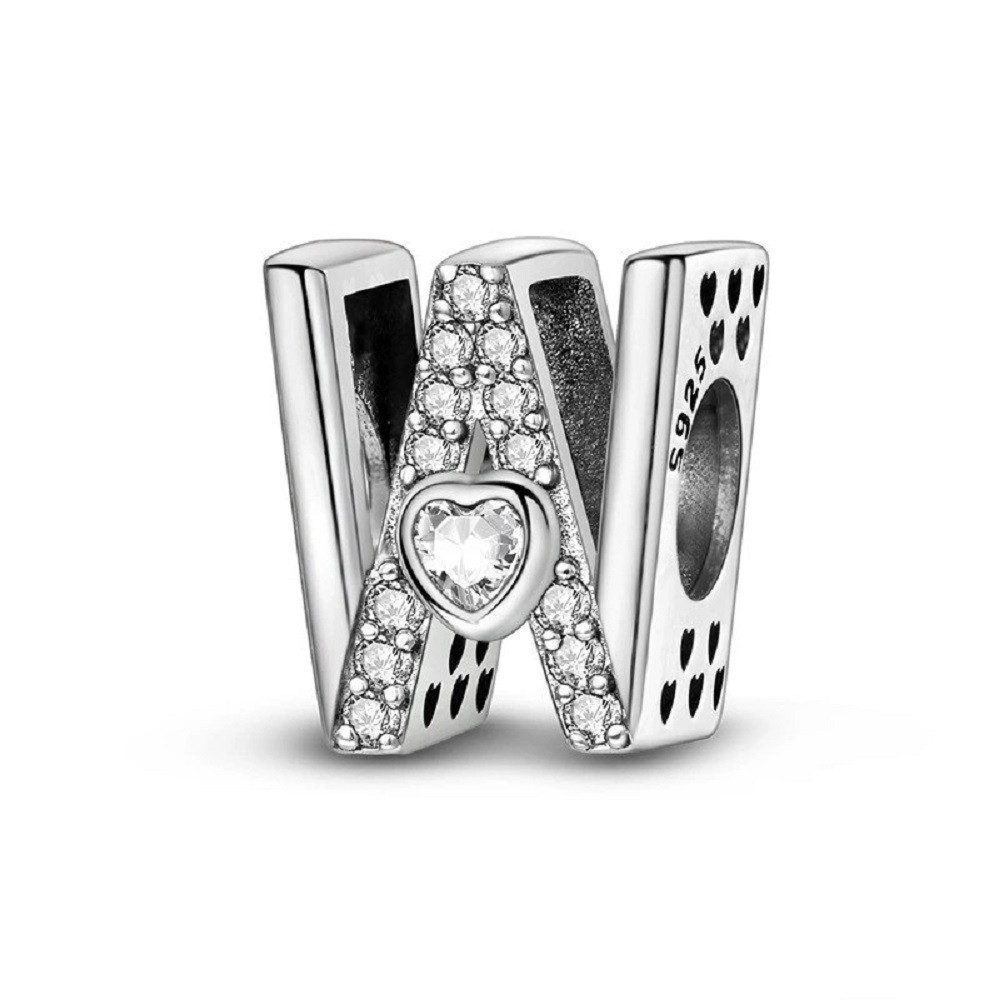 PANDACHARMS Charm Buchstabe Alphabet A-Z Block Buchstabe für Charm Armband, 925 Silber, Zirkonia – Bild 3 von 3
