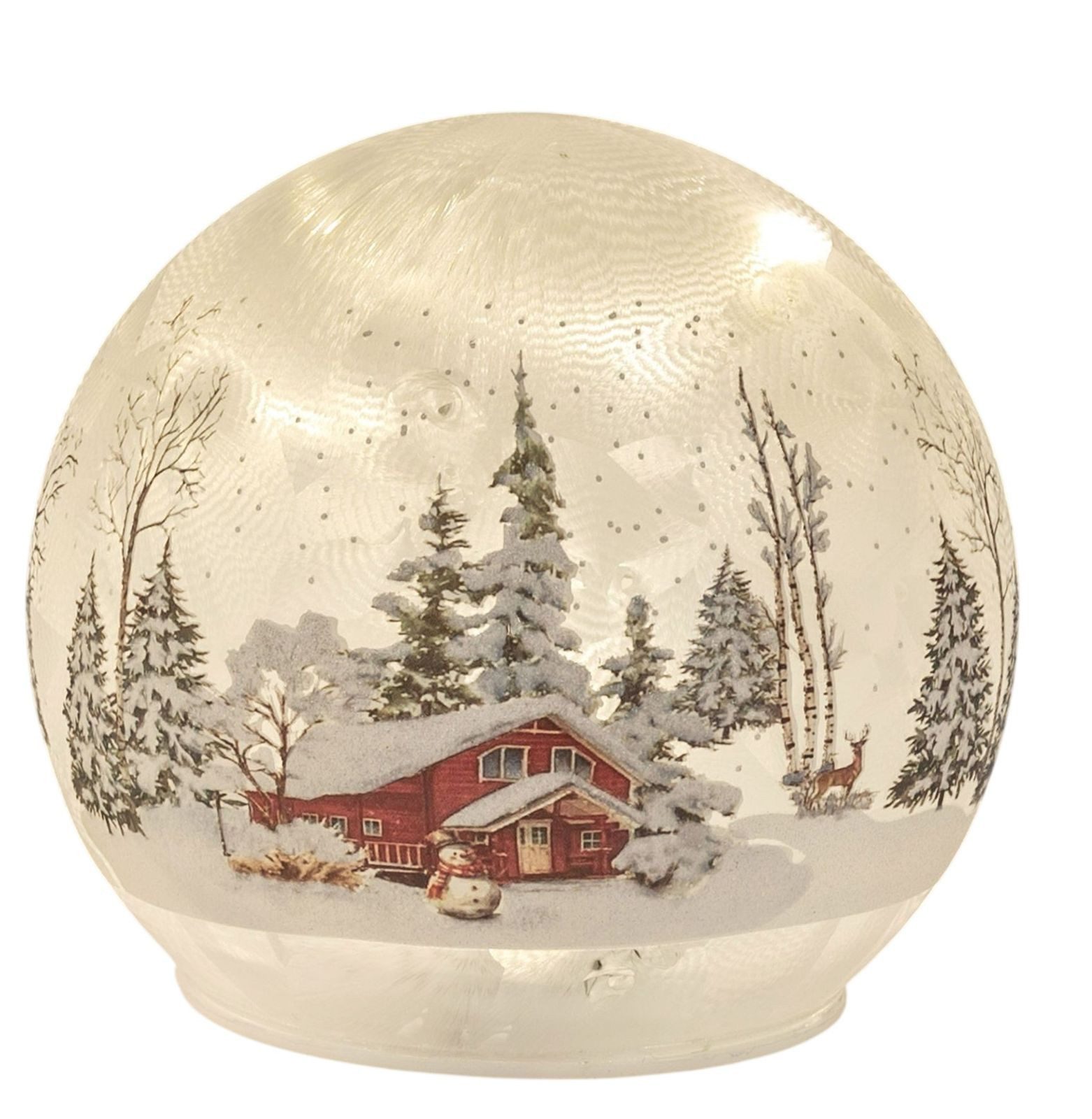 formano LED Dekolicht LED Deko-Kugel Winterhaus 15 cm Glas drehend Timer Weihnachtsdeko, LED fest integriert