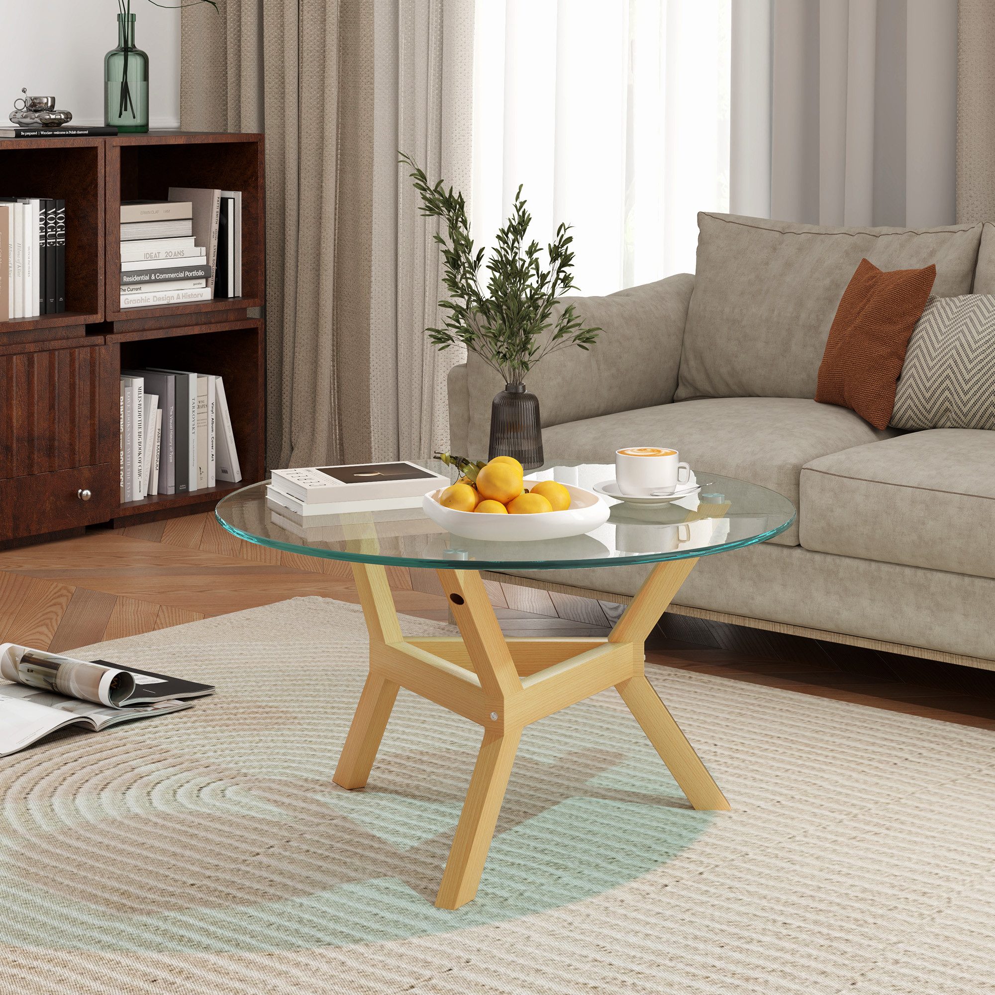 HOMCOM Couchtisch aus Hartglas, mit verstellbaren Fußpolstern und Stahllrah günstig online kaufen