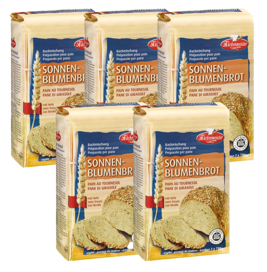 Bielmeier Backmischung Sonnenblumenbrot 5 Stück á 1000 g Küchenmeister, 1 x 5000 g, Made in Baden-Württemberg (SET311009-5)