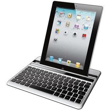 LogiLink ID0107 Bluetooth Tastatur iPad-Tastatur (kompatibel mit iPad® 2/the new iPad®, Aluminiumgehäuse, QWERTZ, silber)