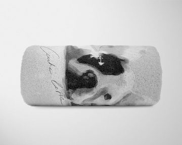 Sinus Art Handtücher Handtuch Strandhandtuch Saunatuch Kuscheldecke Grau französische Dogge Motiv, Baumwolle-Polyester-Mix (1-St), Handtuch