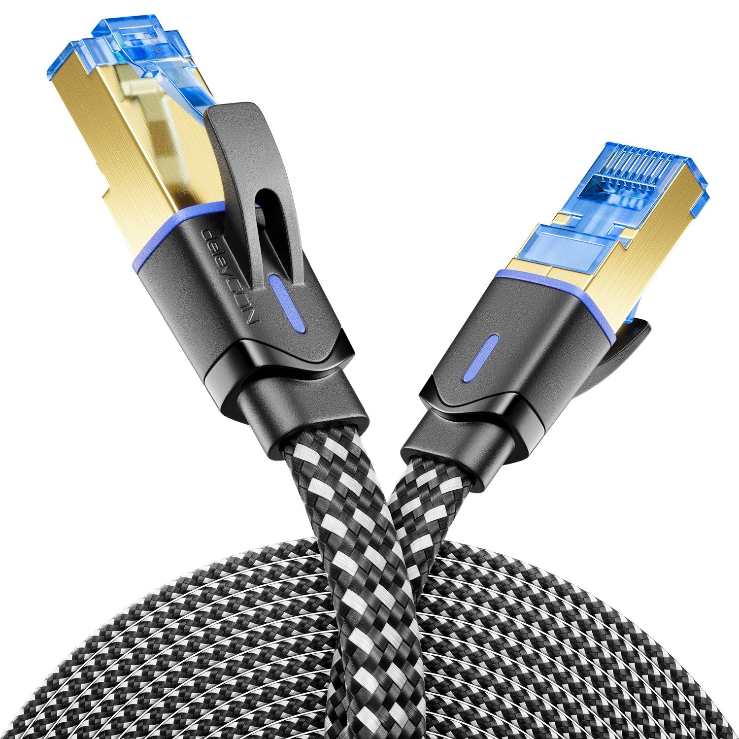 deleyCON deleyCON 0,25m CAT8 Flach Netzwerkkabel 40 Gbit/s, RJ45, Kupfer, LAN-Kabel