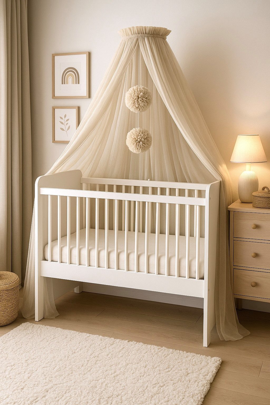 Baby Fancyroom Балдахін для ліжка Балдахін для ліжка aus 12 Meter Tüll aus 1. Klasse für Kinderbett Gitterbett, Himmel für Babybett Kinderbett