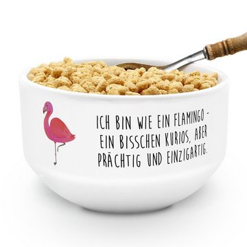 Mr. & Mrs. Panda Müslischale Flamingo Classic - Weiß - Geschenk, Schüssel, ich, Dessertschüssel, M, Keramik, (1-tlg), Multifunktional