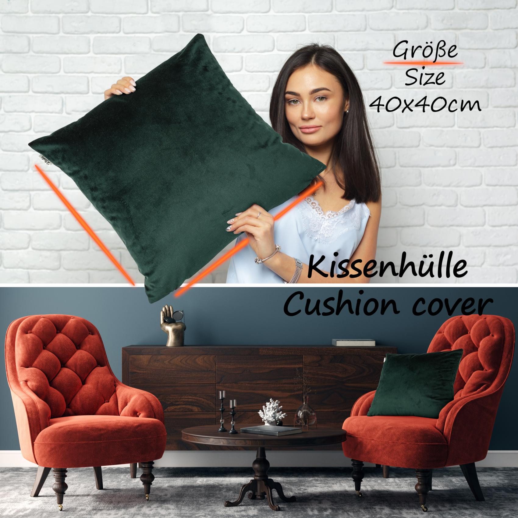 ANRO Dekokissen Kissenhülle MIT oder OHNE Füllung Kissenbezug Zierkissen, Kissenhülle in 30x50cm ohne Füllung Smaragdgrün – Bild 4 von 5