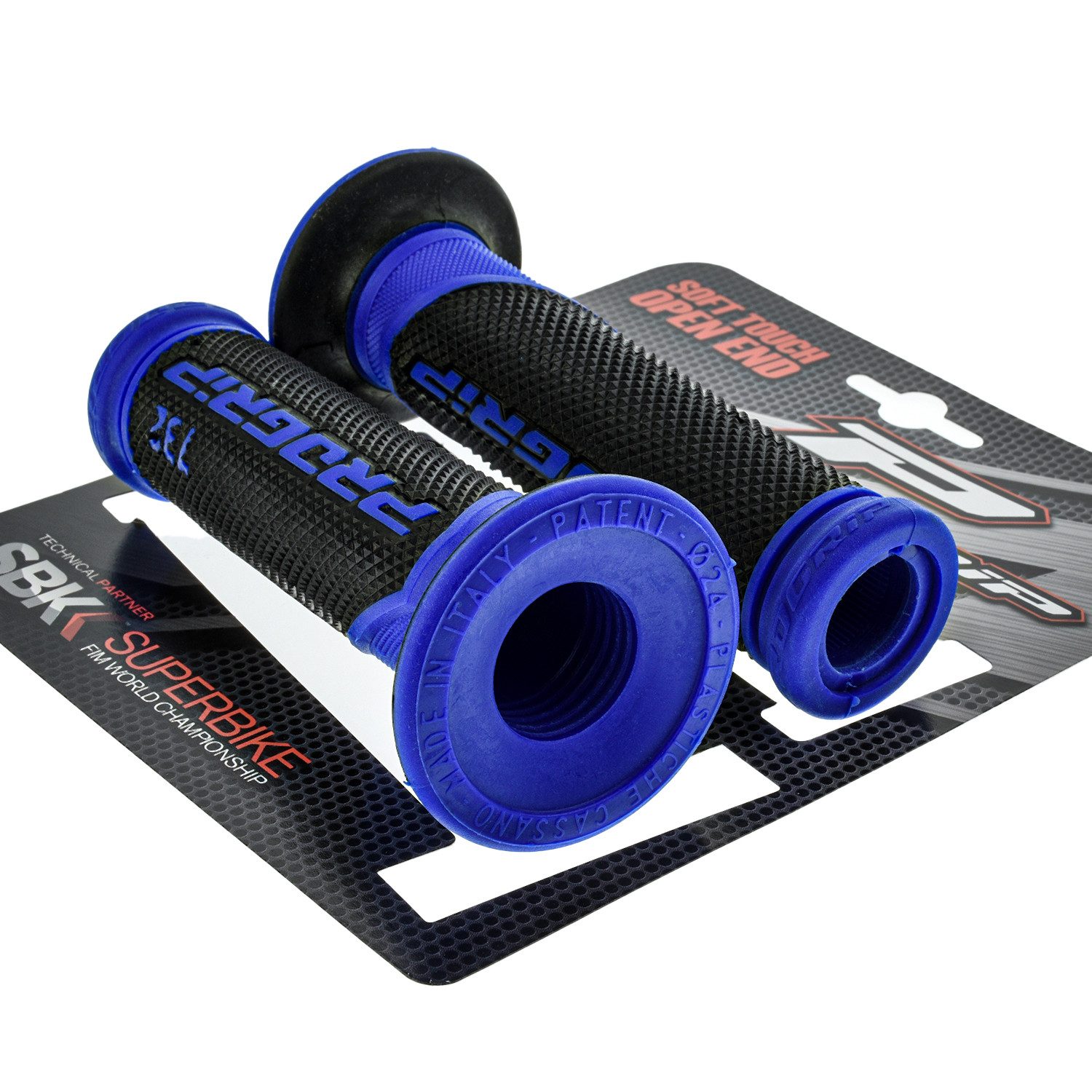 PROGRIP Fahrradlenkergriff Motorrad Lenkergriffe 732 Blau Schwarz Gummi 22mm 25mm (Paar), für Motorrad, Roller, Scooter, Quad, Cross
