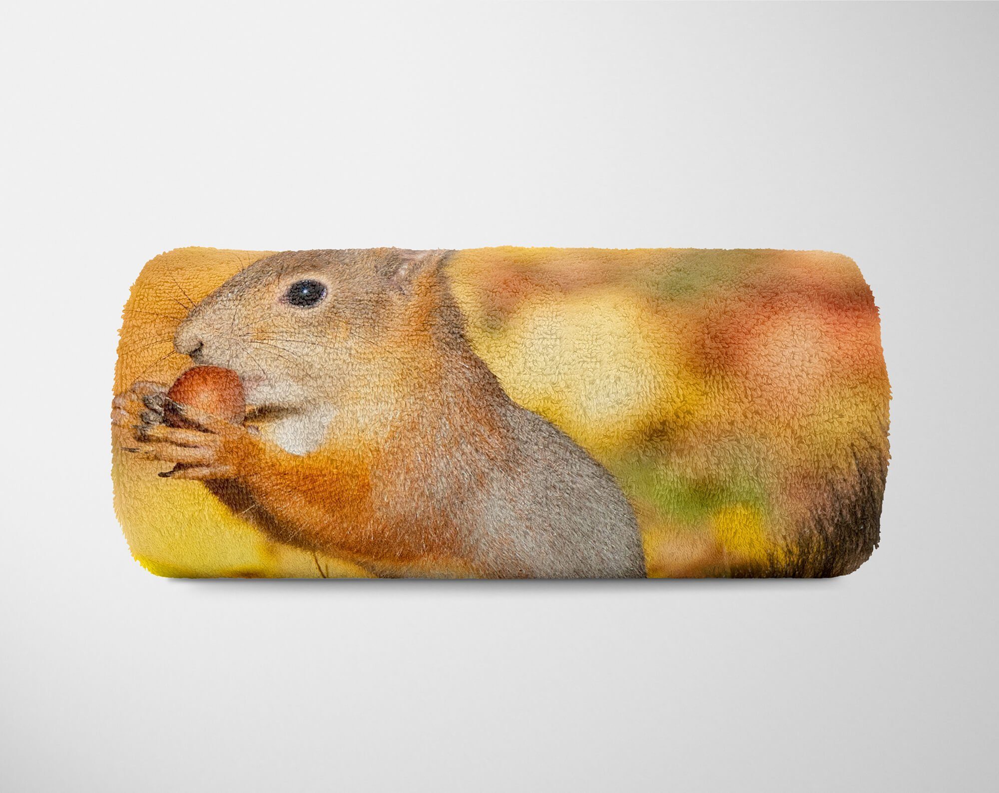 Sinus Art Handtücher Handtuch Strandhandtuch Saunatuch Kuscheldecke mit Tiermotiv Eichhörnchen Herbs, Baumwolle-Polyester-Mix (1-St), Handtuch