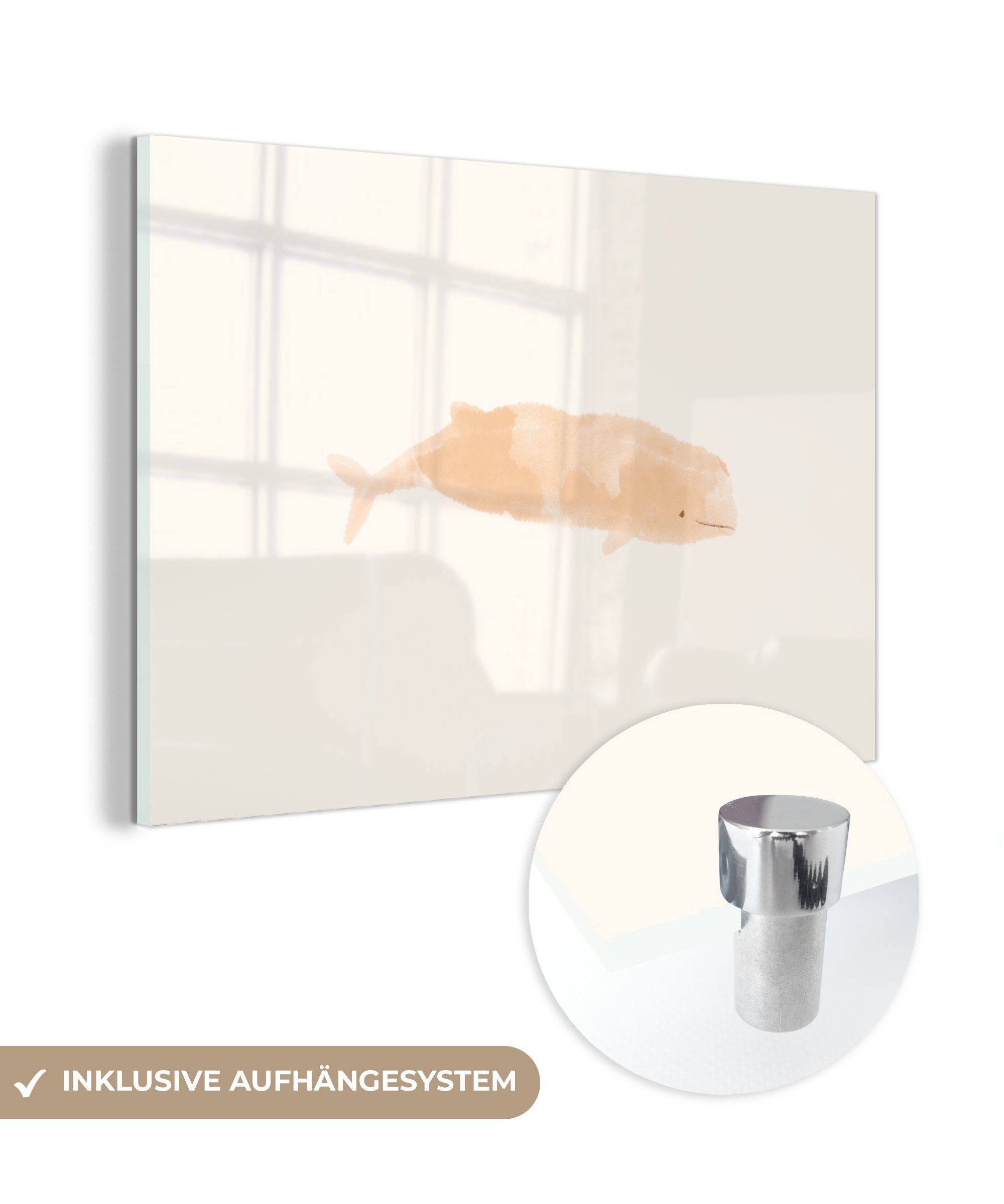 MuchoWow Acrylglasbild Fisch - Aquarell - Pastell, (1 St), Acrylglasbilder Wohnzimmer & Schlafzimmer