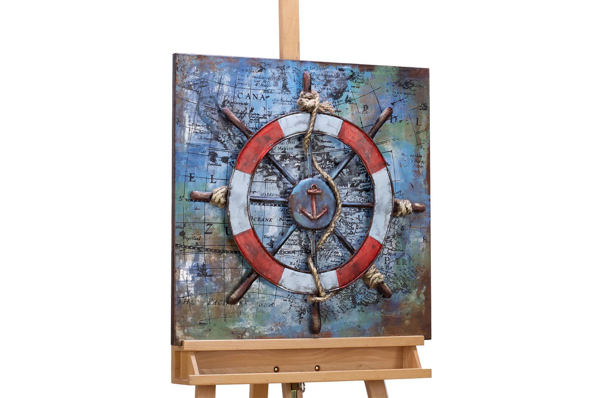 KUNSTLOFT Metallbild Story of the Sailor 60x60 cm, handgefertiges Wandrelief 3D