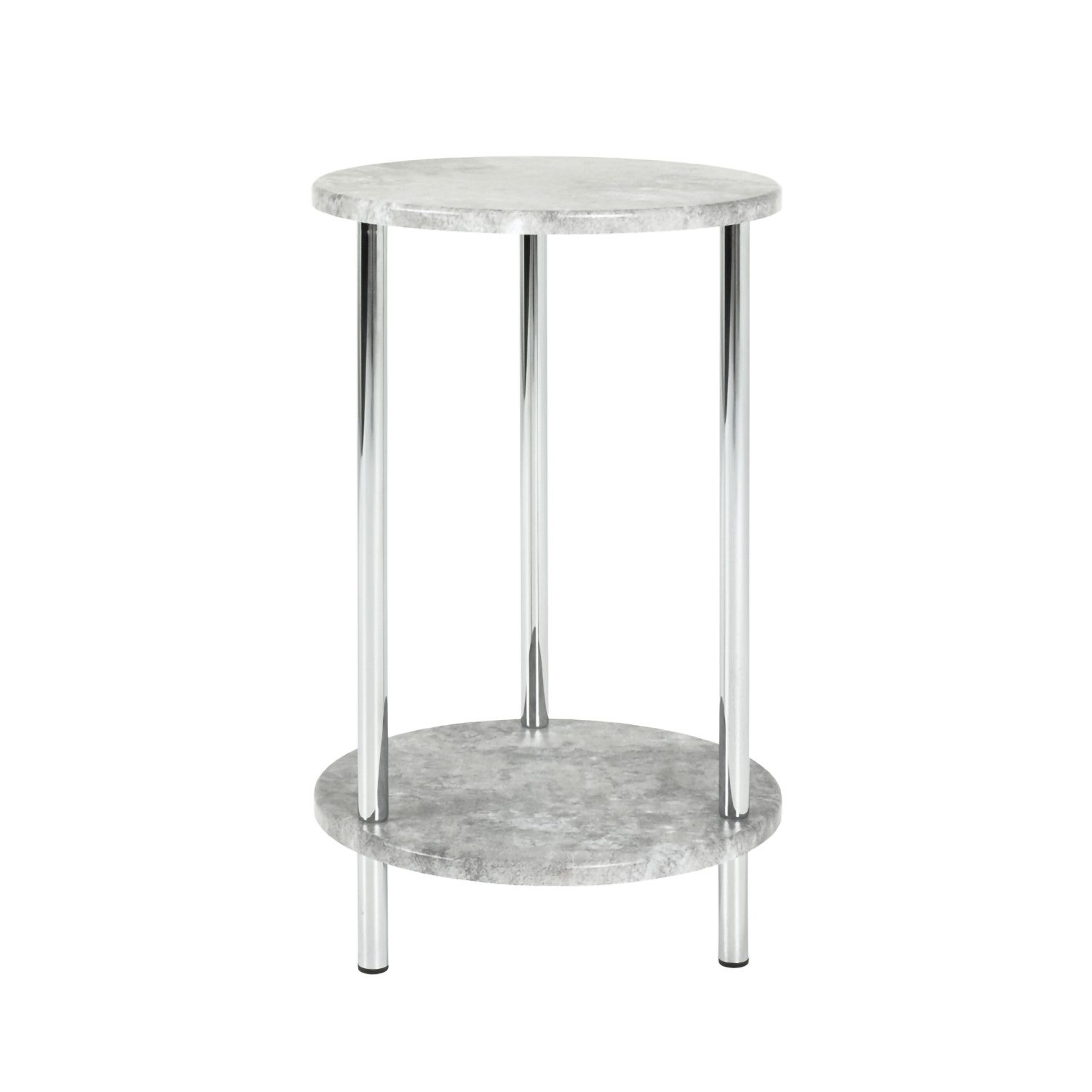 HAKU Beistelltisch Beistelltisch betonoptik chrom-Sofatisch Metall, MDF-H 50 x Ø 30 cm (1 Stück), Beistelltisch aus Metall, Sofatisch, Wohnzimmertisch