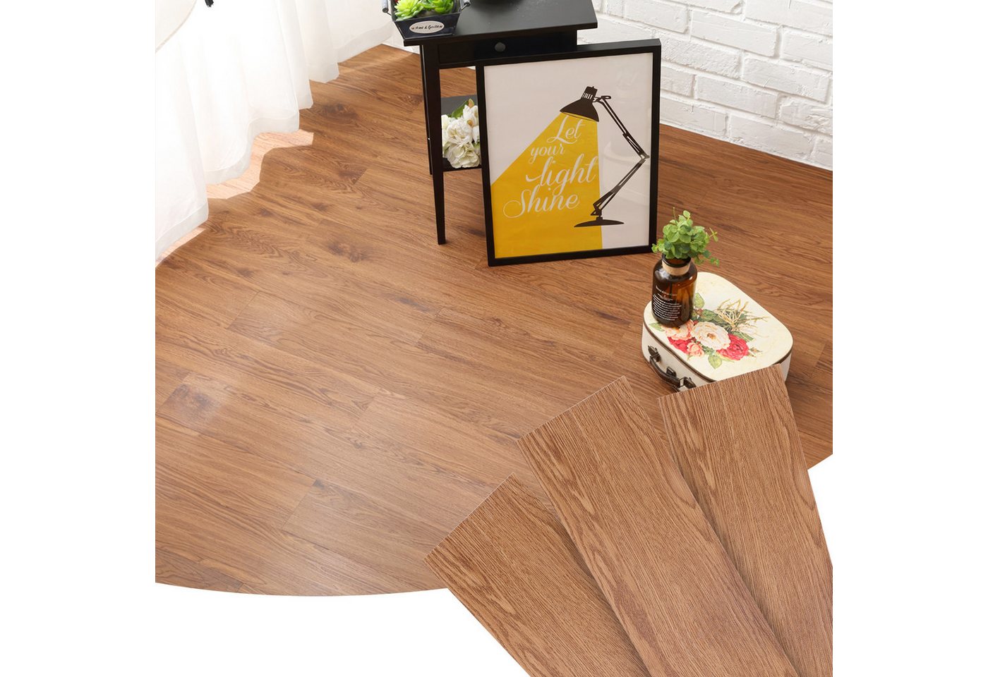 BlingBin Vinylboden 18/36pcs Vinyllaminat PVC Teppichboden Bodenbelag Vinyl-Designboden, fast auf jeder Oberfläche anwendbar, 36er Set, 91.44 x 15.24 cm, Selbstklebend Bodenfliesen Fliesenaufkleber 5.02m ² (36er Fliesen)