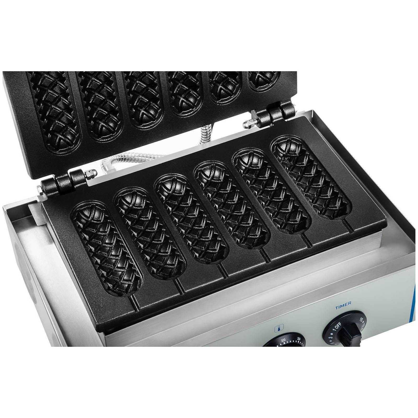 Royal Catering Waffeleisen Corn Dogs Maker Edelstahl Profi Waffeln Am Stiel Waffelsticks Gastro, 1500 W