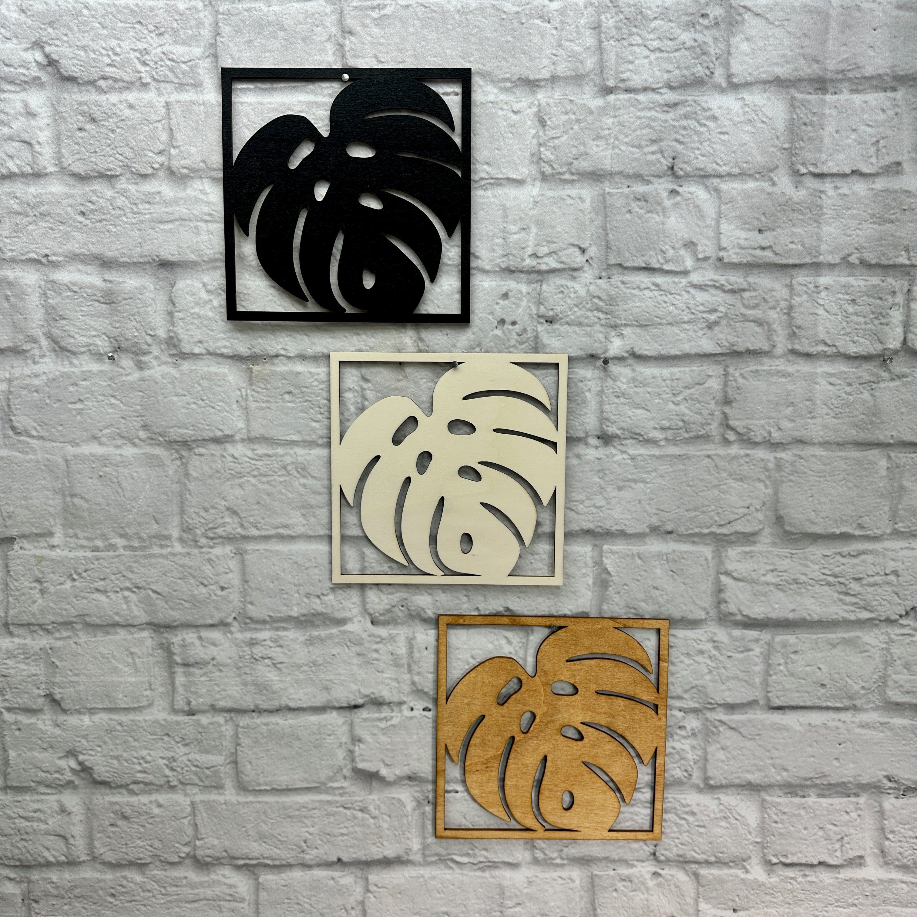WoodFriends Wandbild Philodendron Palmenblatt Monstera Wandbild Dekoration, aus Holz lackiert