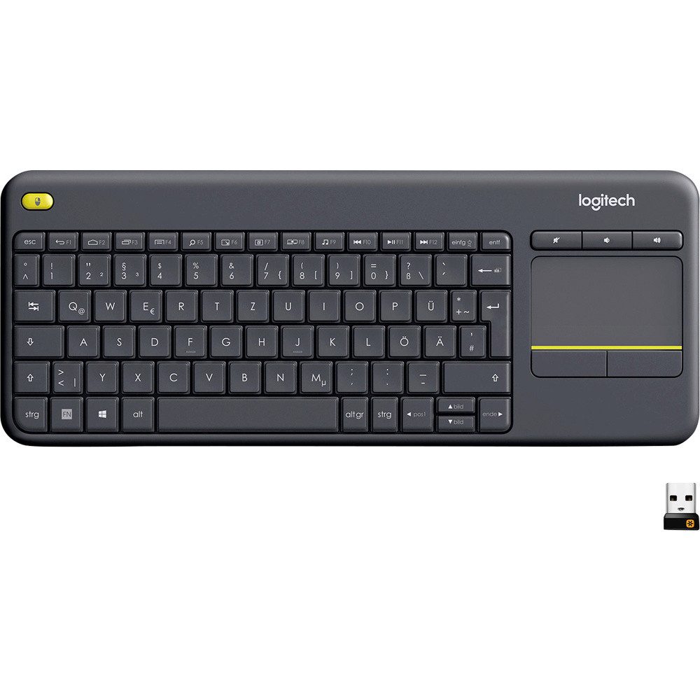 Logitech Logitech Wireless K400 Plus Funk Tastatur Deutsch, QWERTZ Schwarz Inte Tastatur