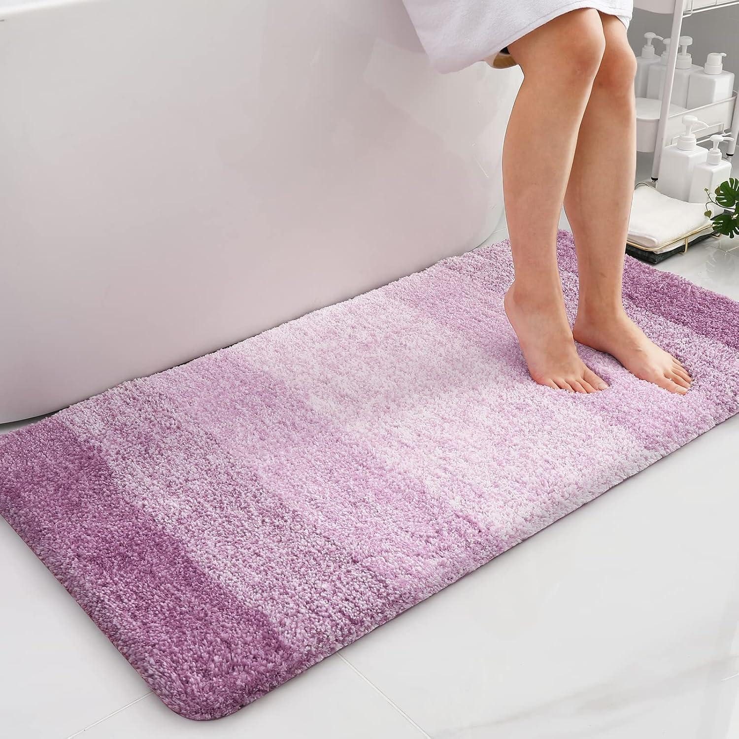 LuxusKollektion Badematte Badezimmerteppich rutschfest Mikrofaser waschbar 60x120 cm Lila