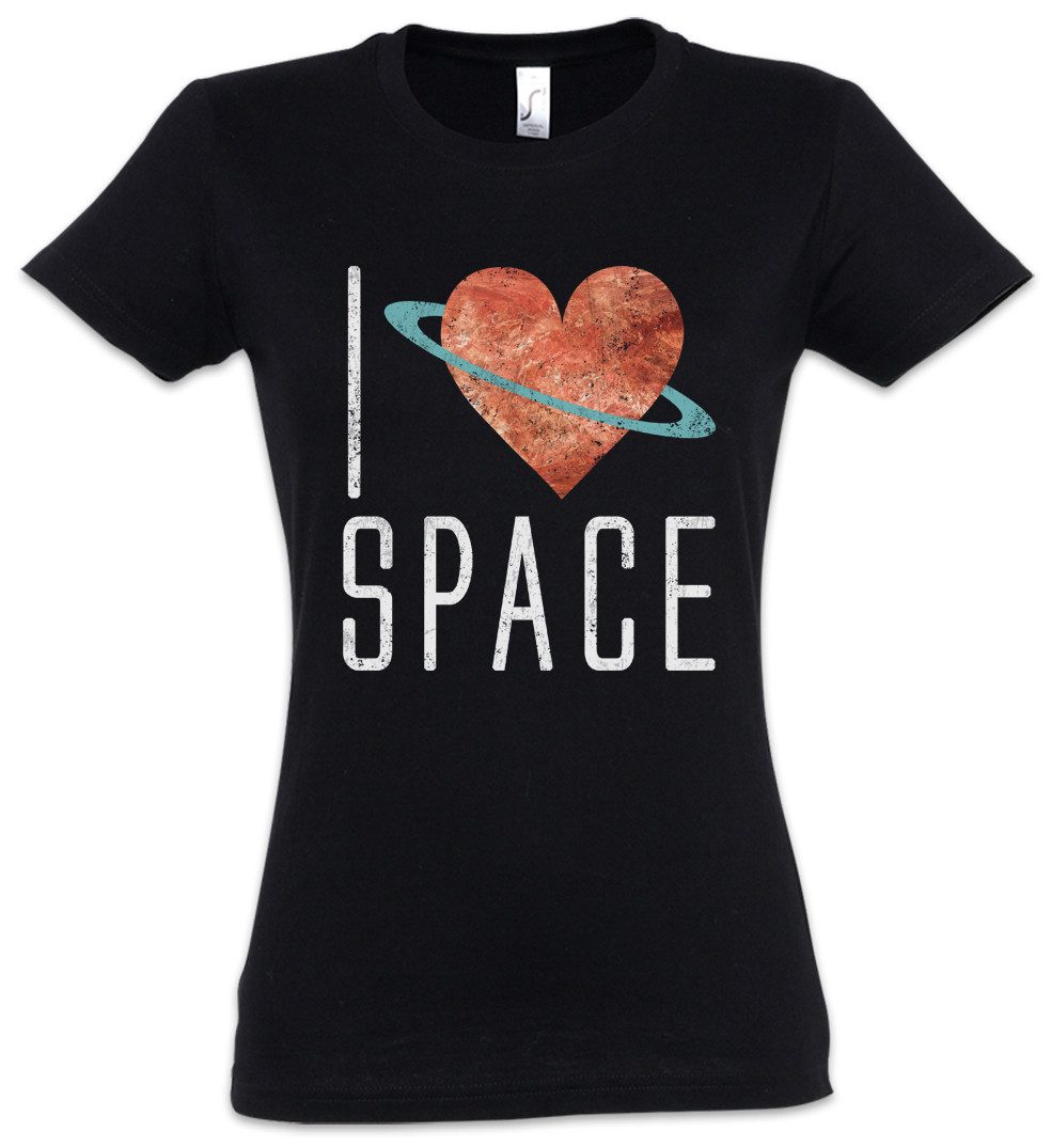 Urban Backwoods Print-Shirt I Love Space Damen T-Shirt Station Astronaut Raumfahrt Cosmonaut (1-tlg) Cosmos Kosmos Weltraum Planeten