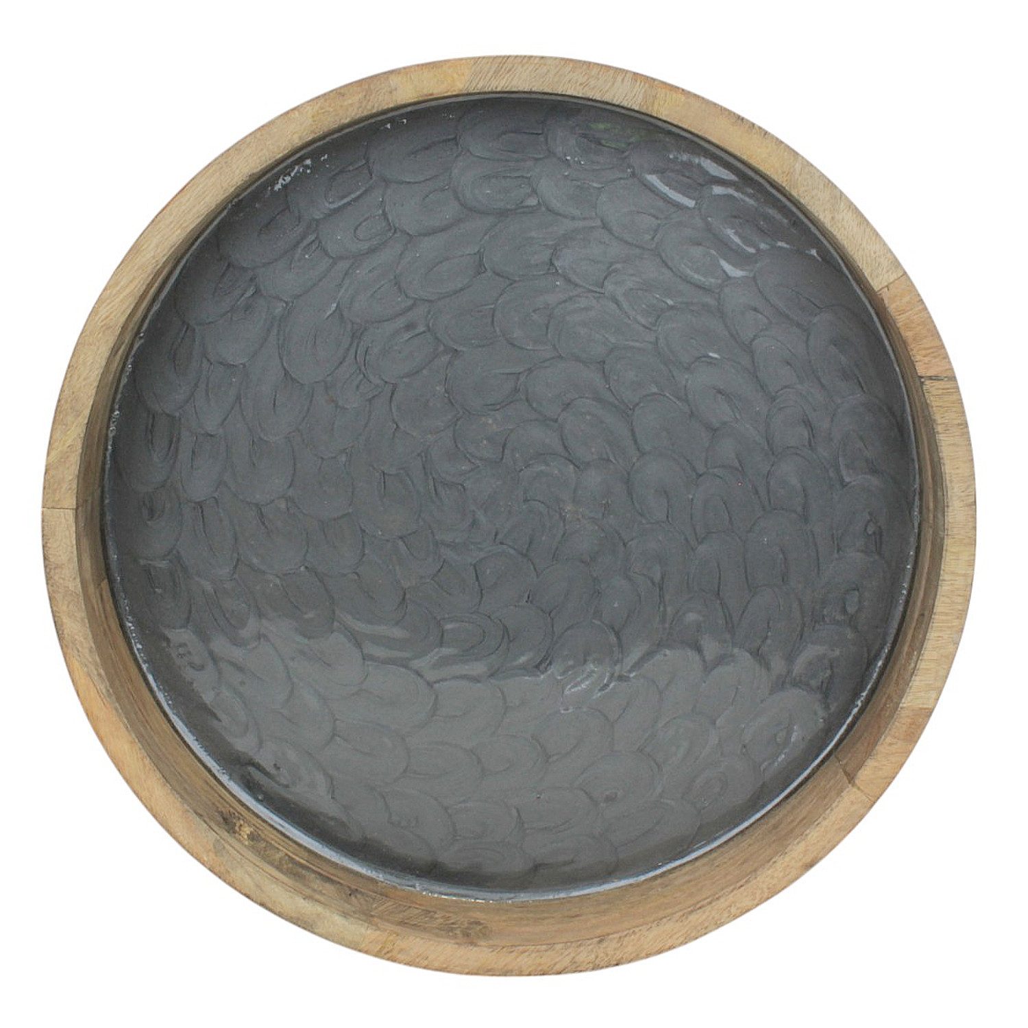 Macosa Home Dekotablett Holztablett Mangoholz Perlmutt Braun Grau 35 cm run günstig online kaufen