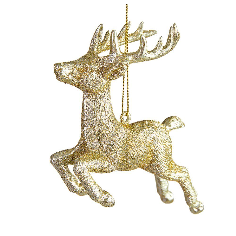 Hansmeier Christbaumschmuck Hirsch Weihnachtsdeko, Anhänger, 3er SET, Baumschmuck Gold