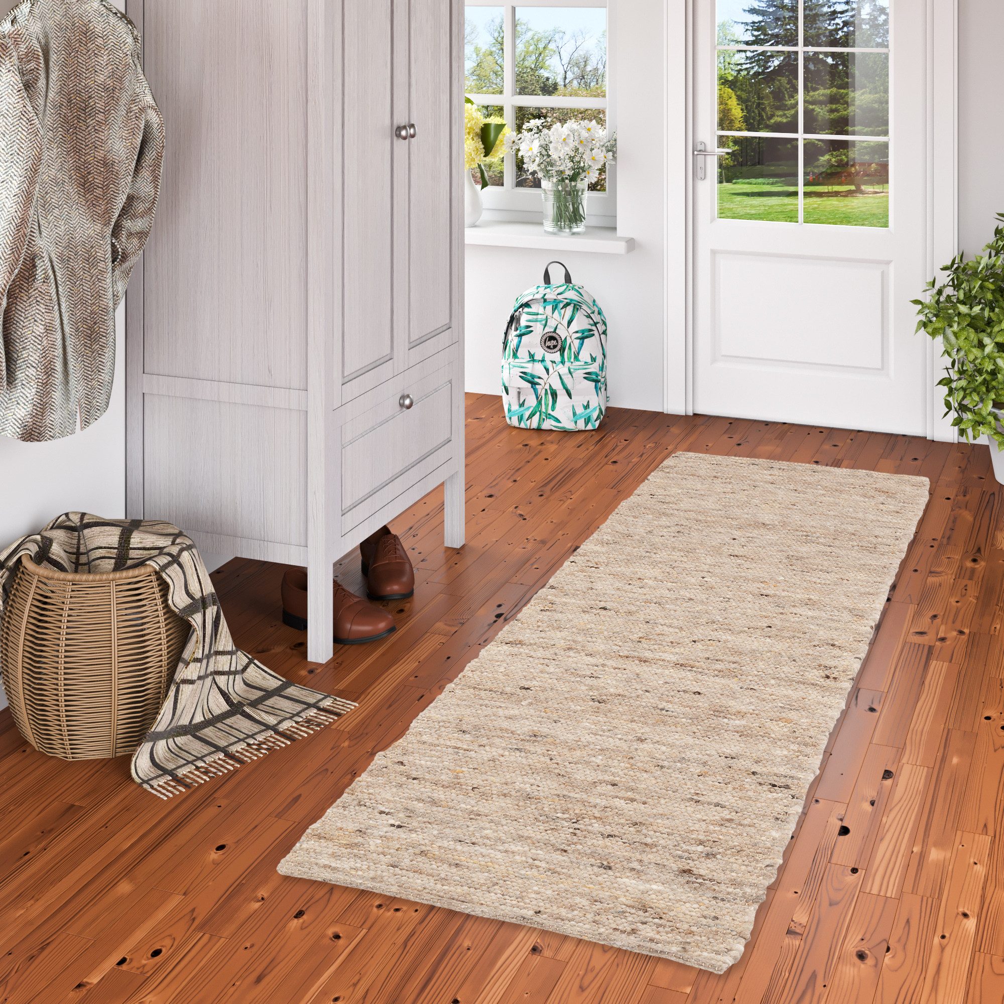 Pergamon Läufer Natur Teppich Läufer Wolle Alaska Meliert, Läufer, Höhe: 12 mm