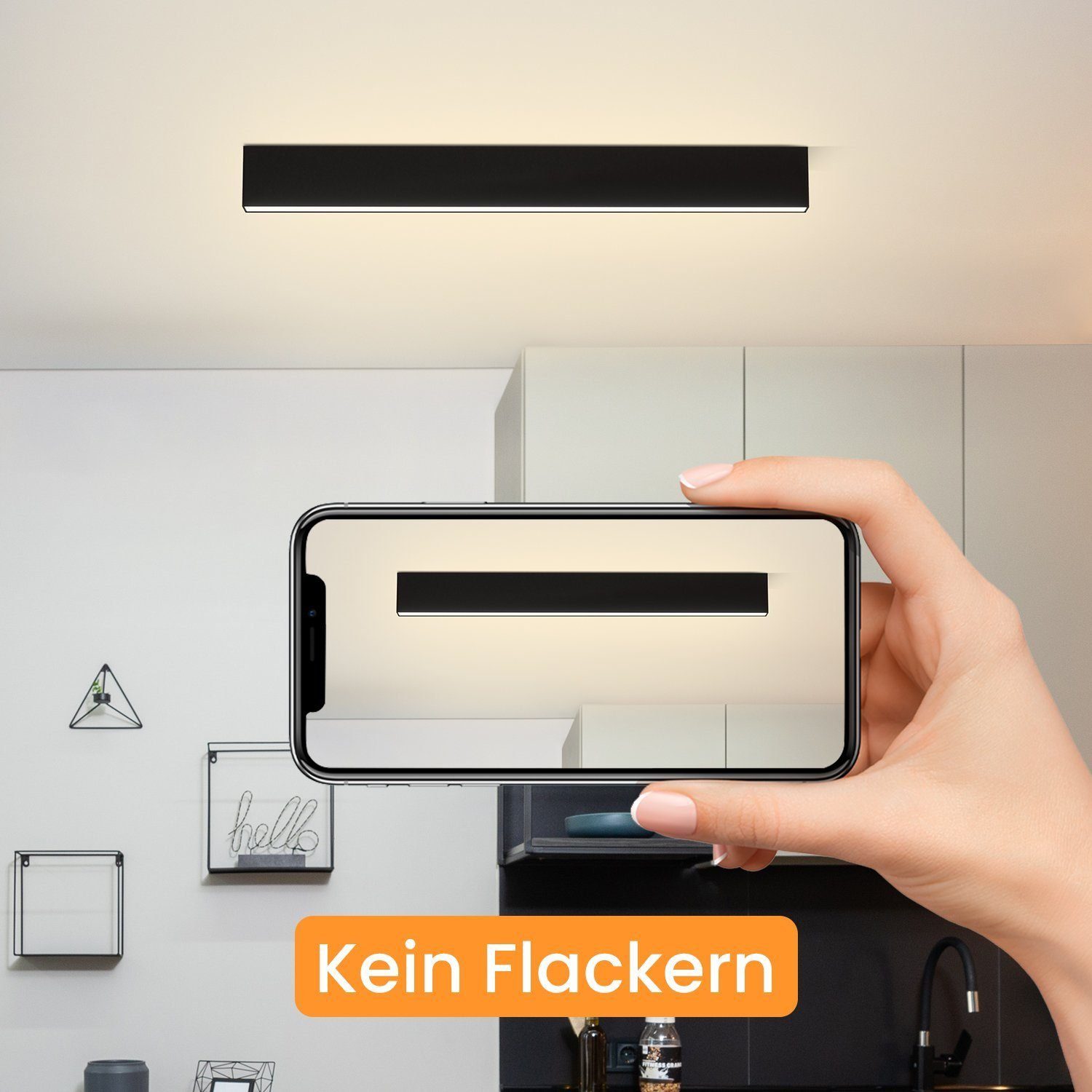 ZMH Deckenleuchten Wohnzimmer Modern Dimmbar Bürolampe Decke Mit Fernbedienung, LED fest integriert, LED fest integriert – Bild 3 von 5